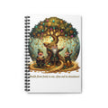 Wealth Flow Spiral Notebook — Inspirational Gnome Tree Journal ("Wealth flows freely to me, often and in abundance")