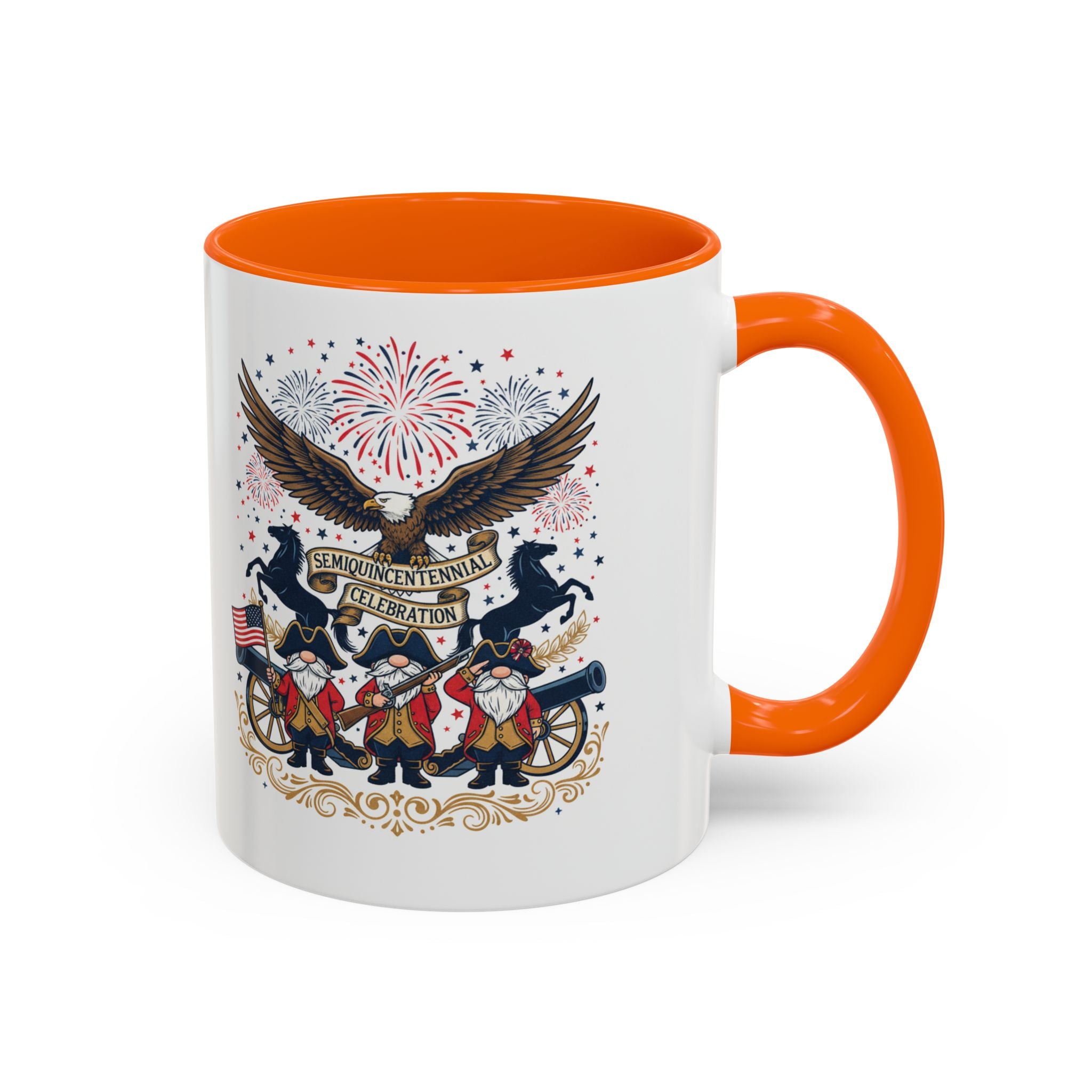 Patriotic Eagle & Revolutionary Soldiers Coffee Mug — Bicentennial Celebration Accent Mug