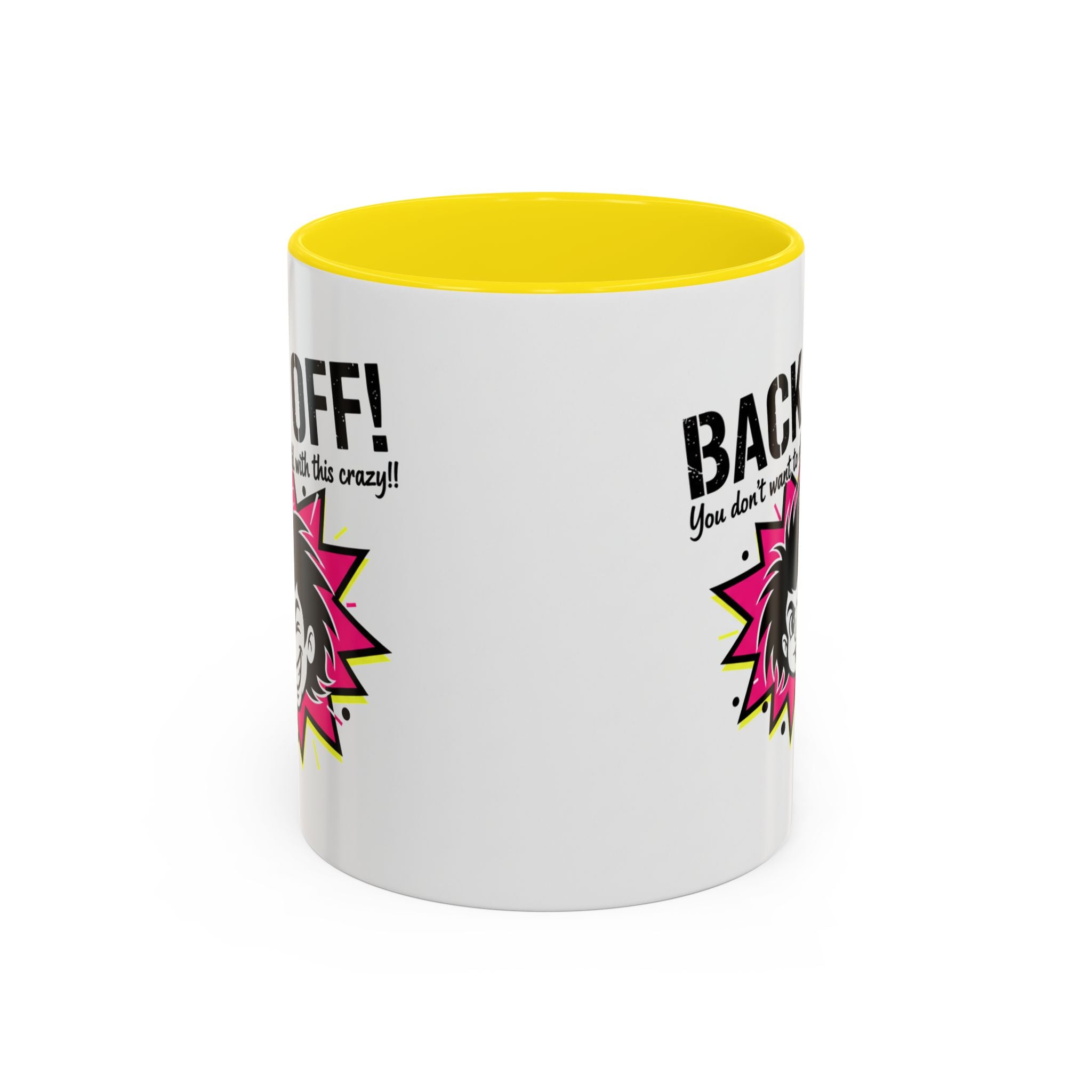 Back Off! Funny Cartoon Face Accent Coffee Mug — 11/15oz