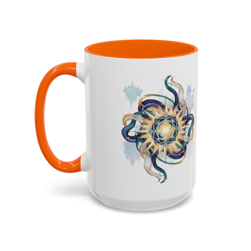 Celestial Nautilus Accent Coffee Mug — Ocean Sun Compass Art (11/15oz)