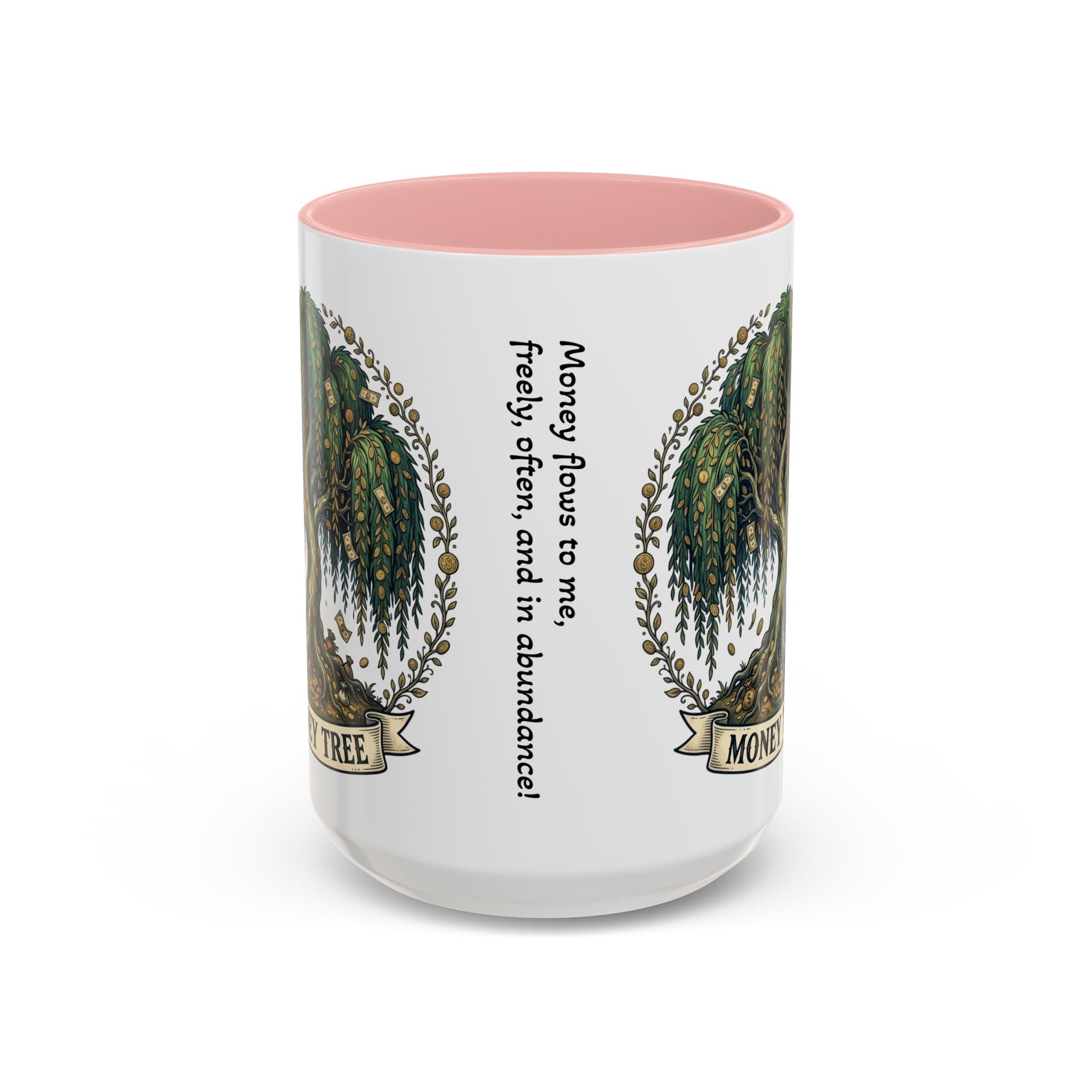Money Tree Accent Coffee Mug — Inspirational 11/15oz Ceramic Mug with "Money Tree" Design