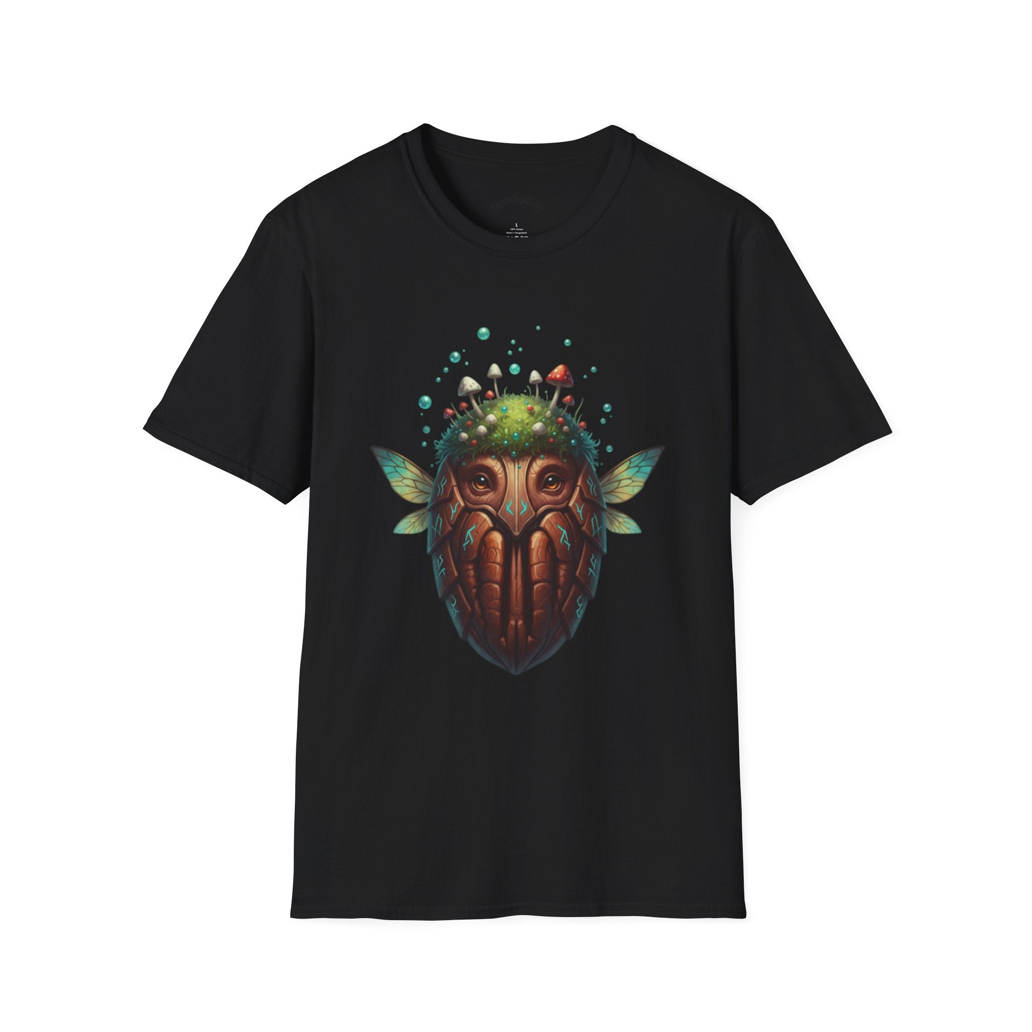 Fantasy Forest Mask T-Shirt — Woodland Creature Tee with Mushroom Crown