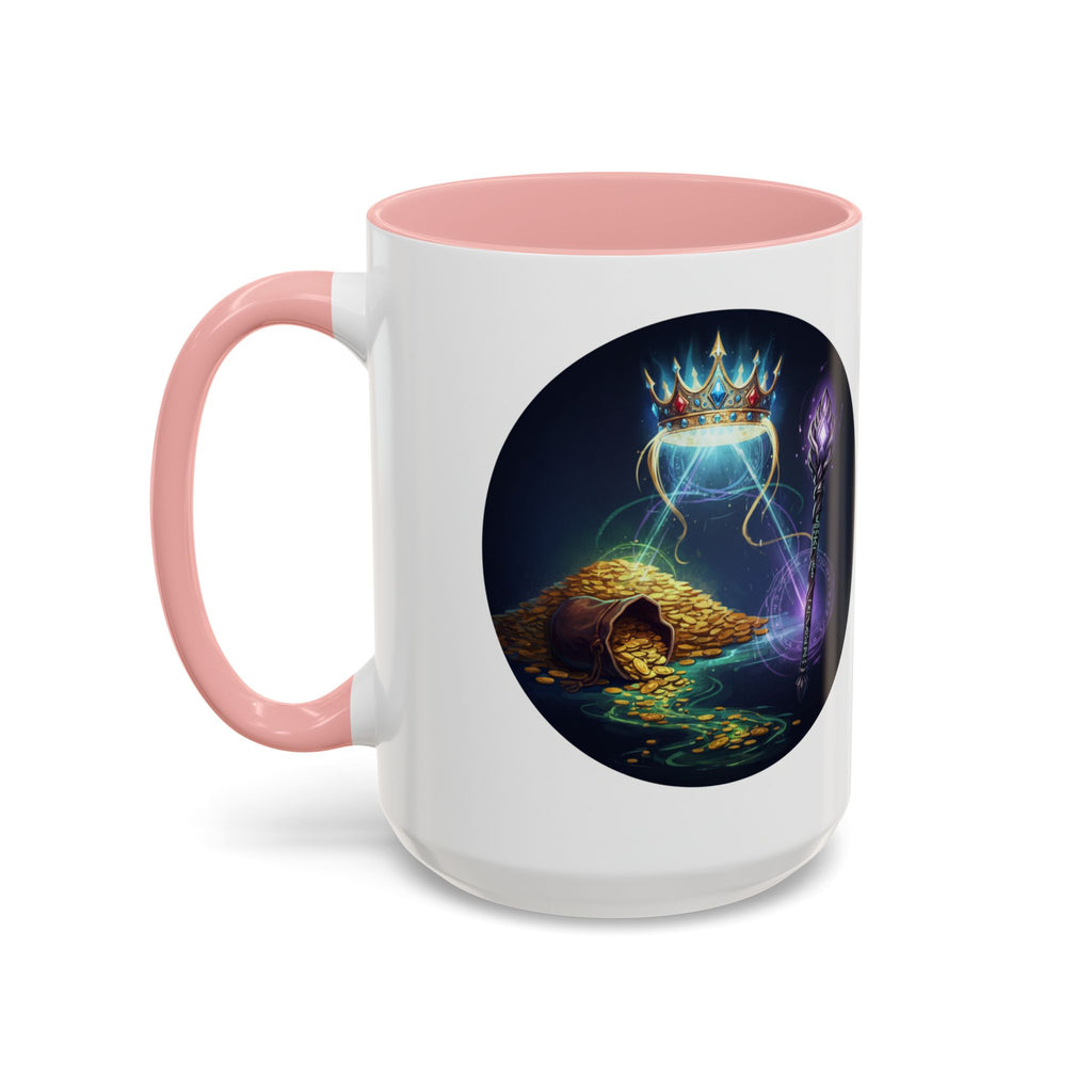 Magic Crown Coffee Mug — Fantasy Wizard Staff & Spilled Gold Accent Mug (11/15 oz)