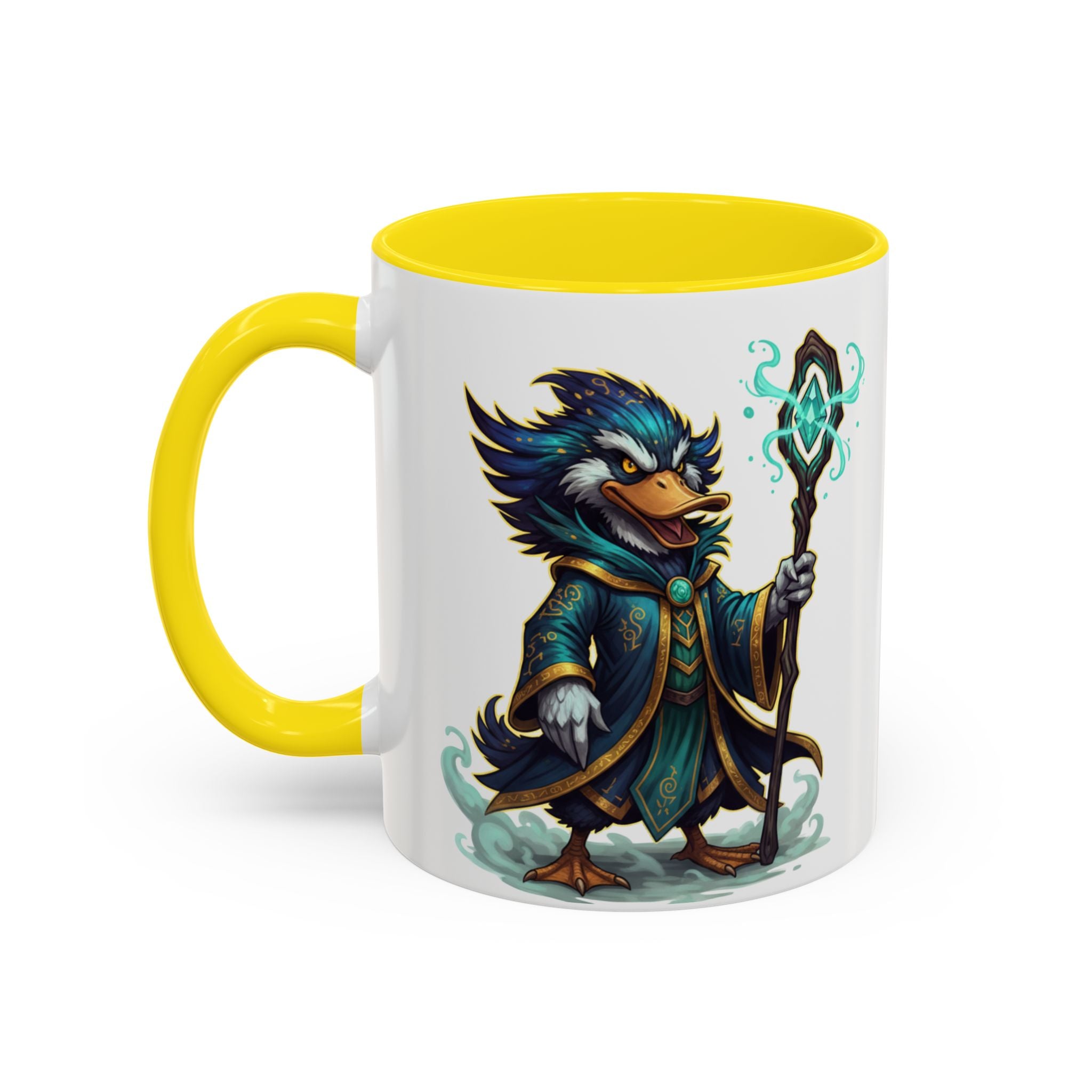Mage Duck Coffee Mug — Fantasy Wizard Duck Illustration Accent Mug (11/15oz)