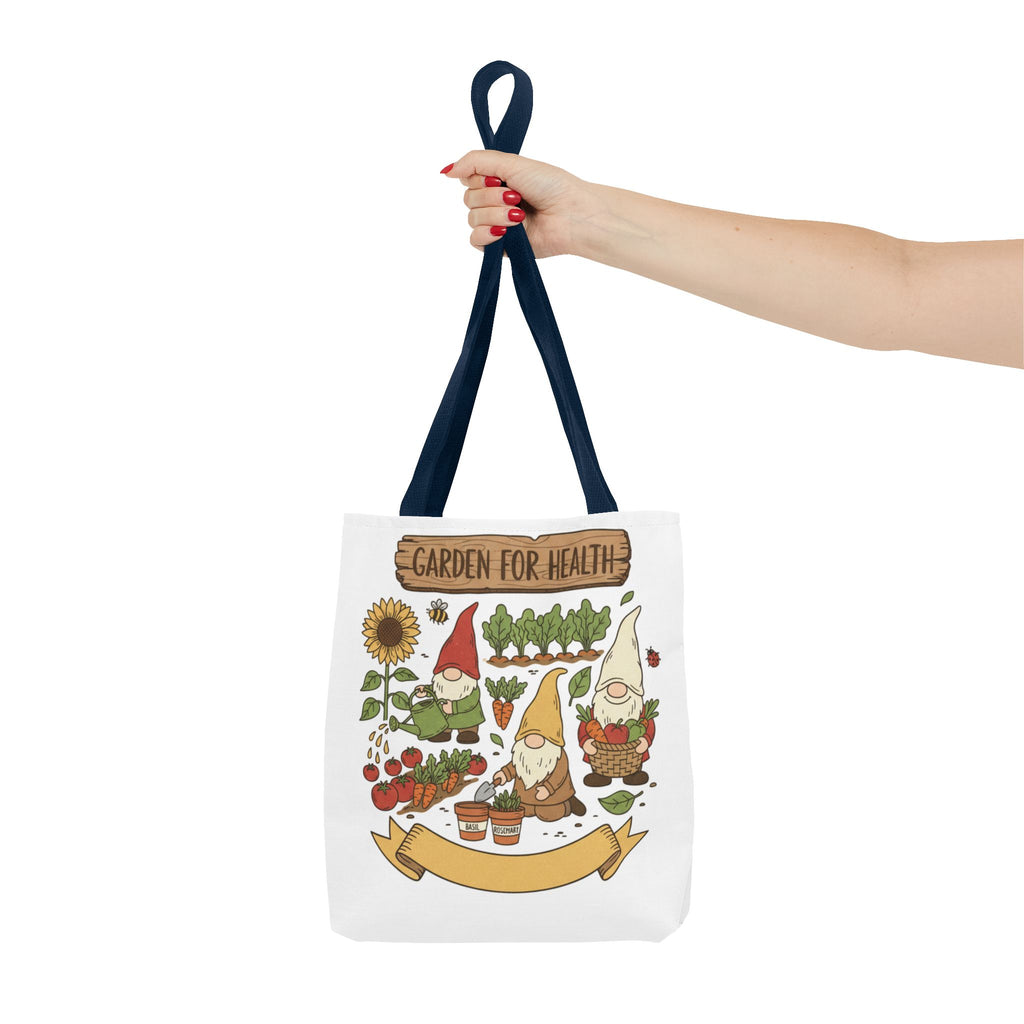Garden Gnome Tote Bag - "Garden For Health" Cute Eco Shopper