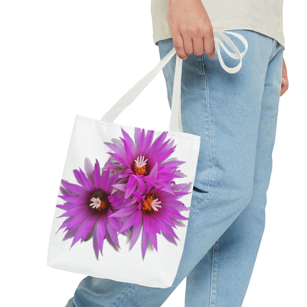 Pink Cactus Flower Tote Bag — Vibrant Desert Floral All-Over Print Tote