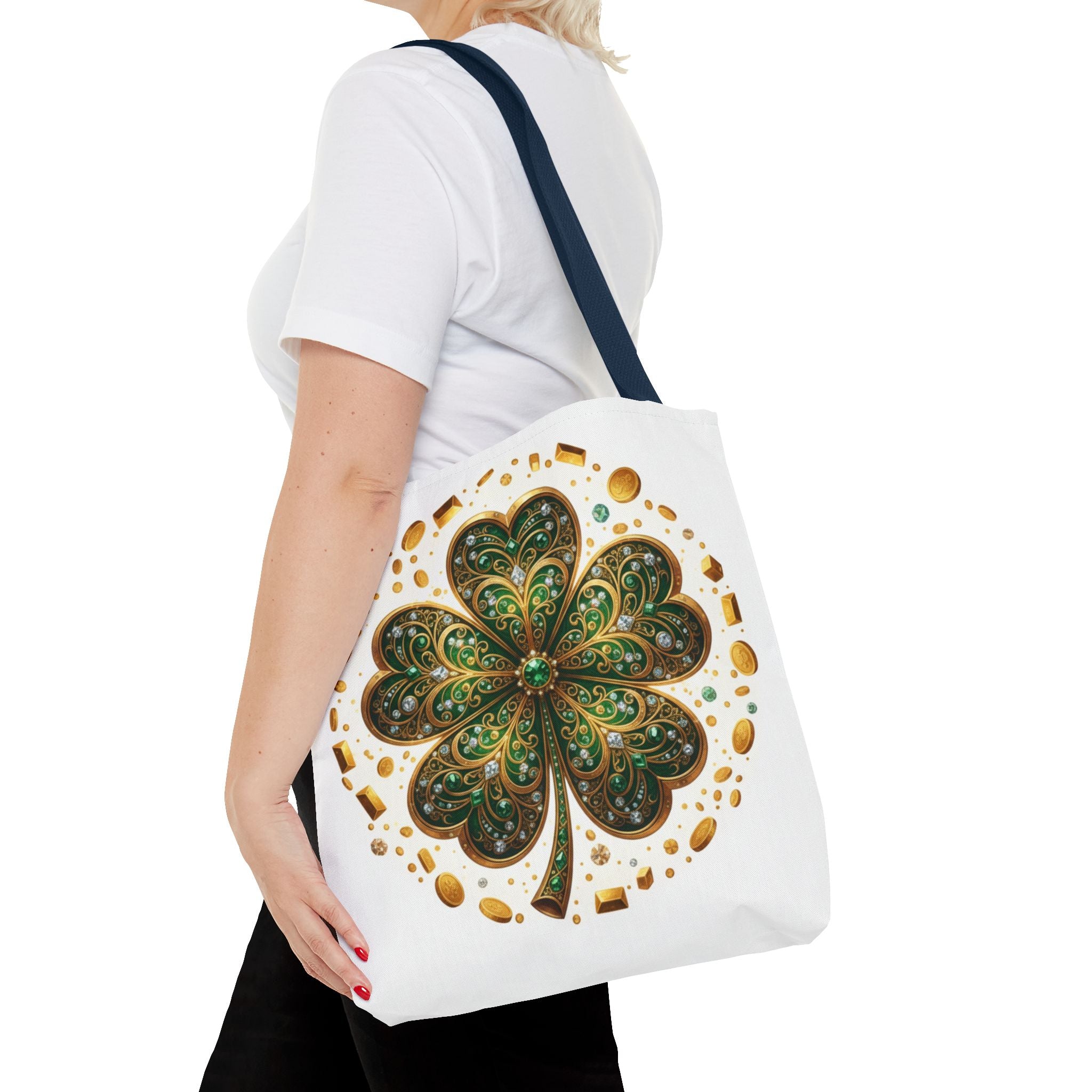 Celtic Shamrock Tote Bag — Green Four-Leaf Clover St. Patrick’s Day All-Over Print
