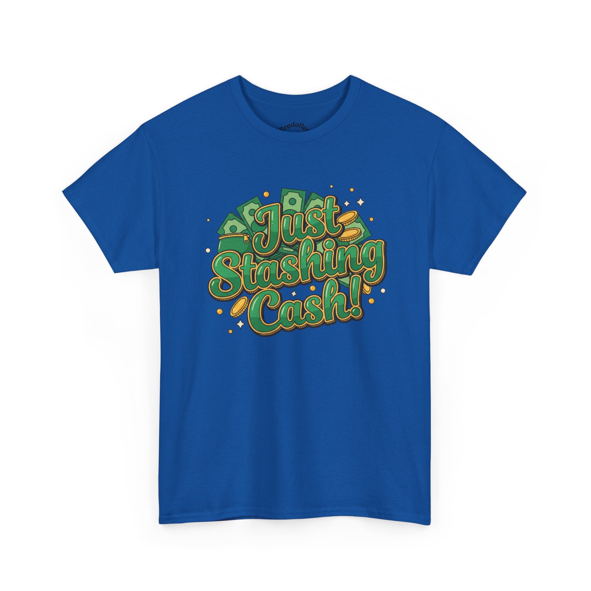 T‑Shirt — “Just Stashing Cash!” Retro Script Money Graphic Tee