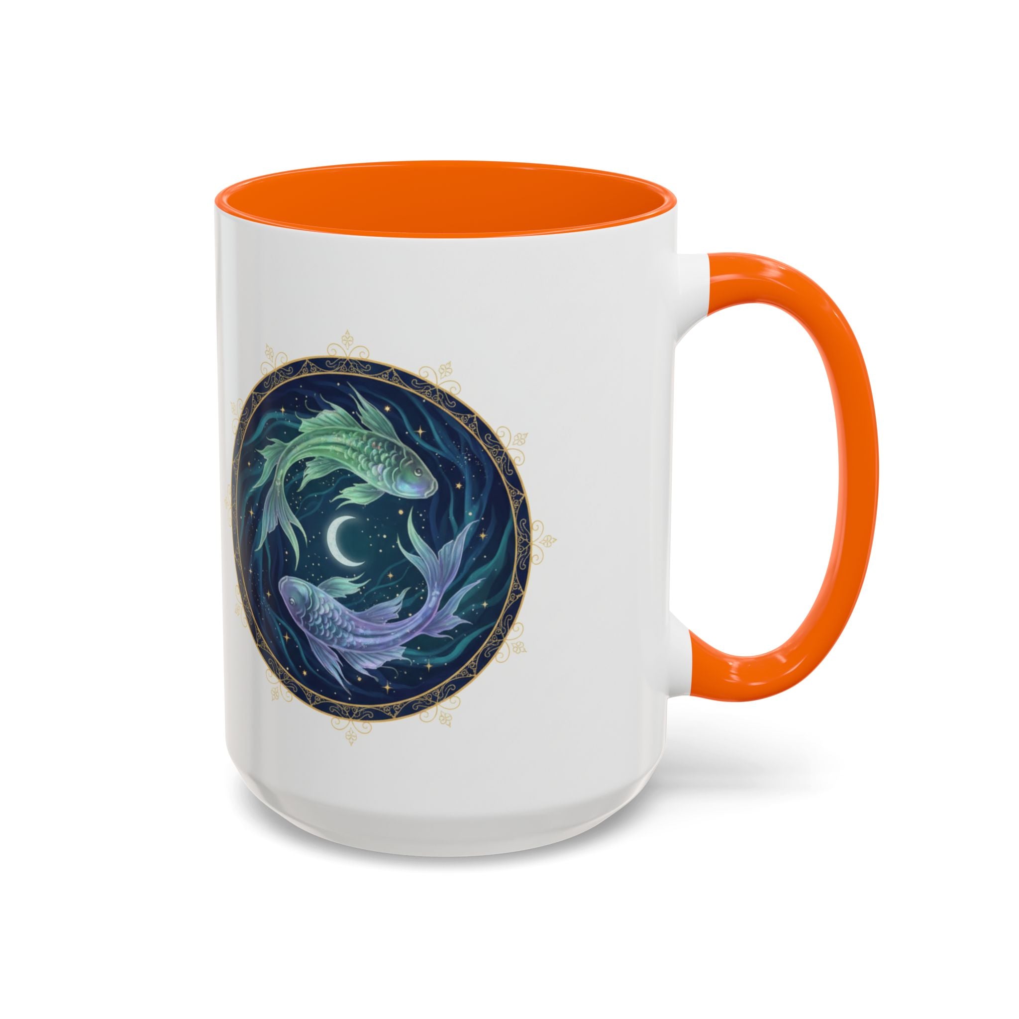 Koi Yin Yang Coffee Mug — Celestial Fish Moon Ceramic Accent Mug (11/15oz)