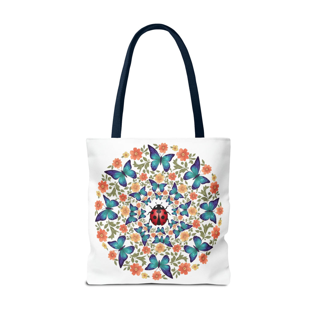 Butterfly & Ladybug Floral Tote Bag – Boho Mandala AOP Beach & Market Bag
