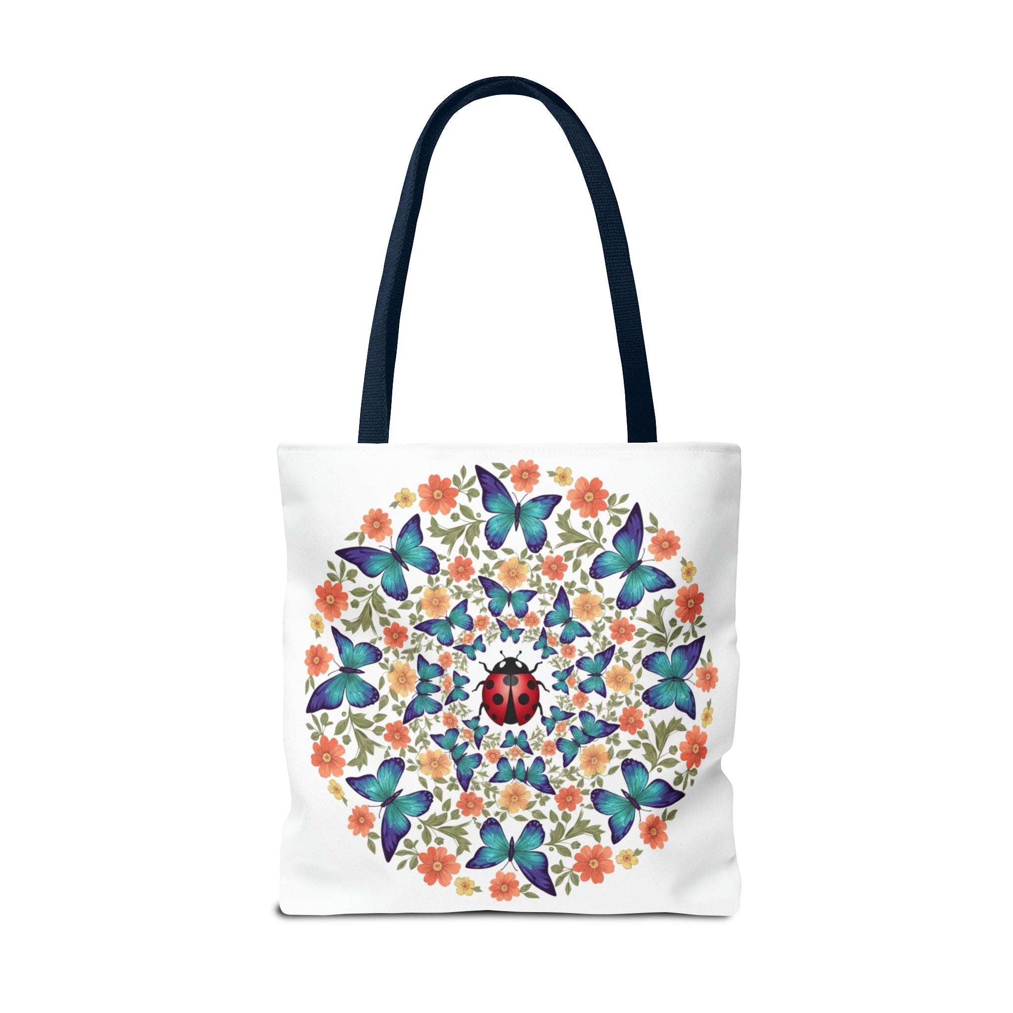 Butterfly & Ladybug Floral Tote Bag – Boho Mandala AOP Beach & Market Bag