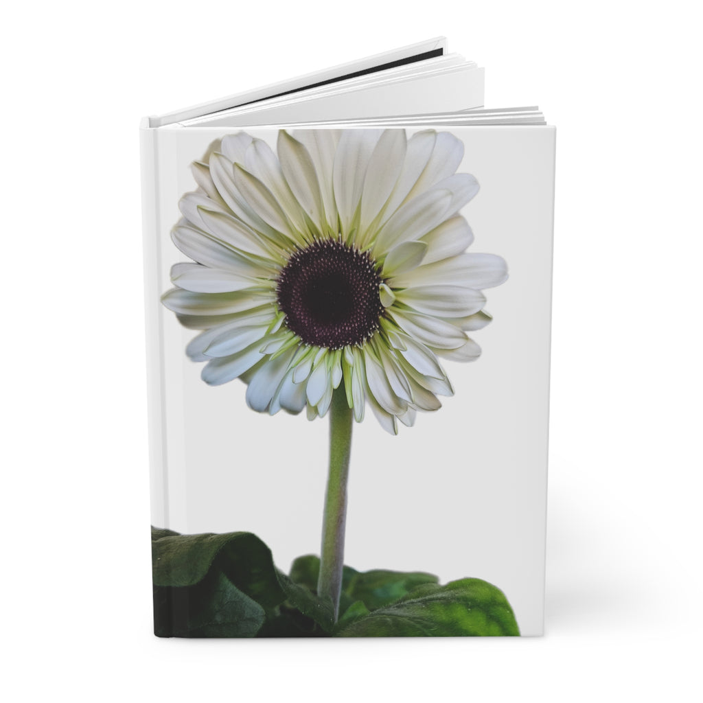 White Gerbera Hardcover Journal — Floral Notebook for Writing & Gratitude