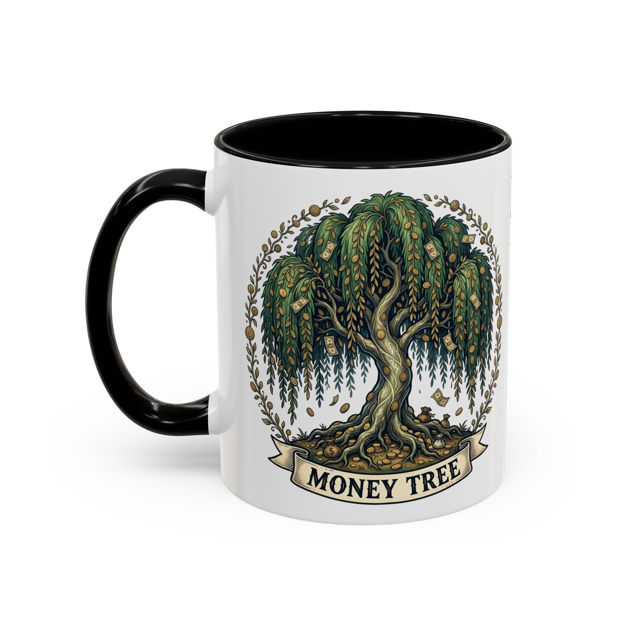 Money Tree Accent Coffee Mug — Inspirational 11/15oz Ceramic Mug with "Money Tree" Design