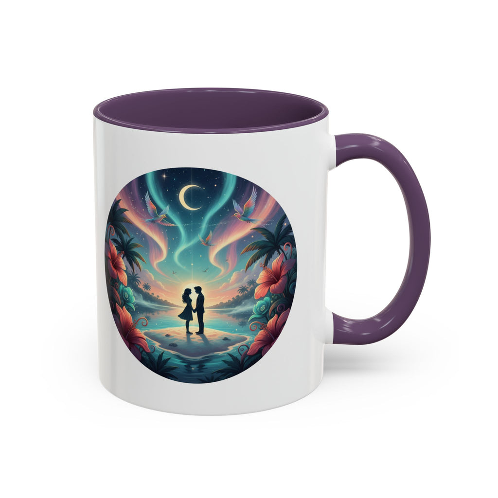 Tropical Sunset Coffee Mug — Romantic Beach Couple Accent Mug (11/15 oz)
