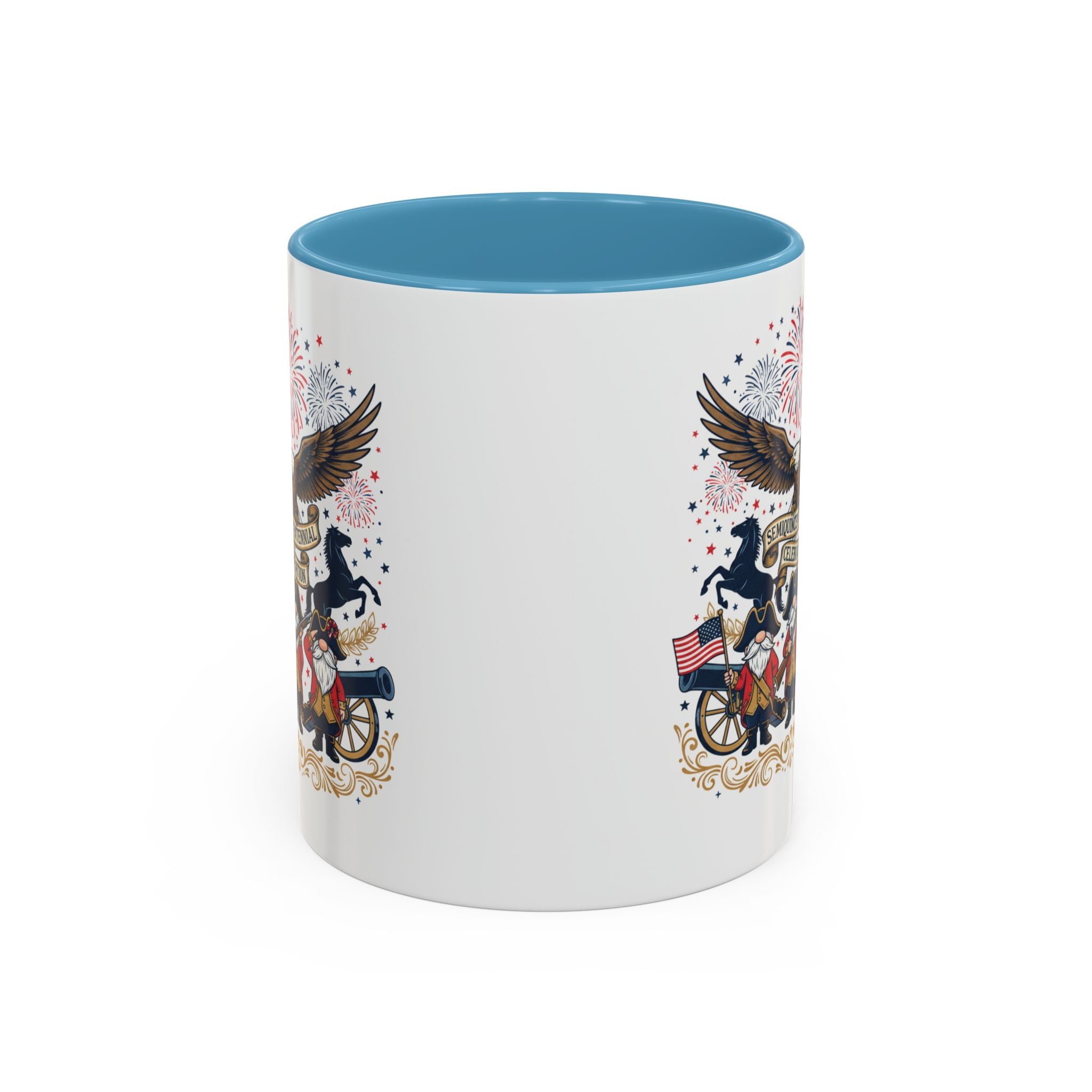 Patriotic Eagle & Revolutionary Soldiers Coffee Mug — Bicentennial Celebration Accent Mug