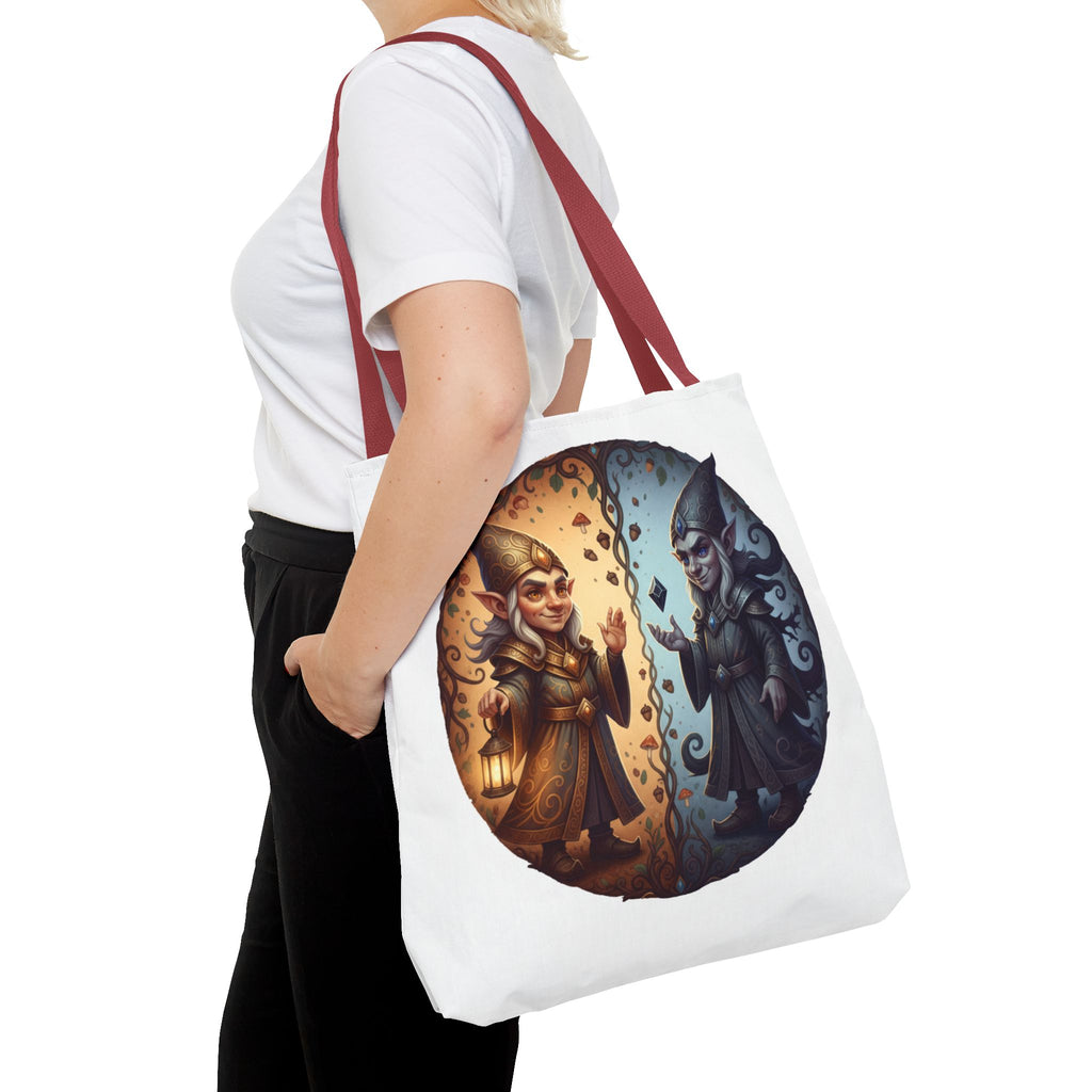 Gnome Duality Tote Bag — Day & Night Fantasy Illustration