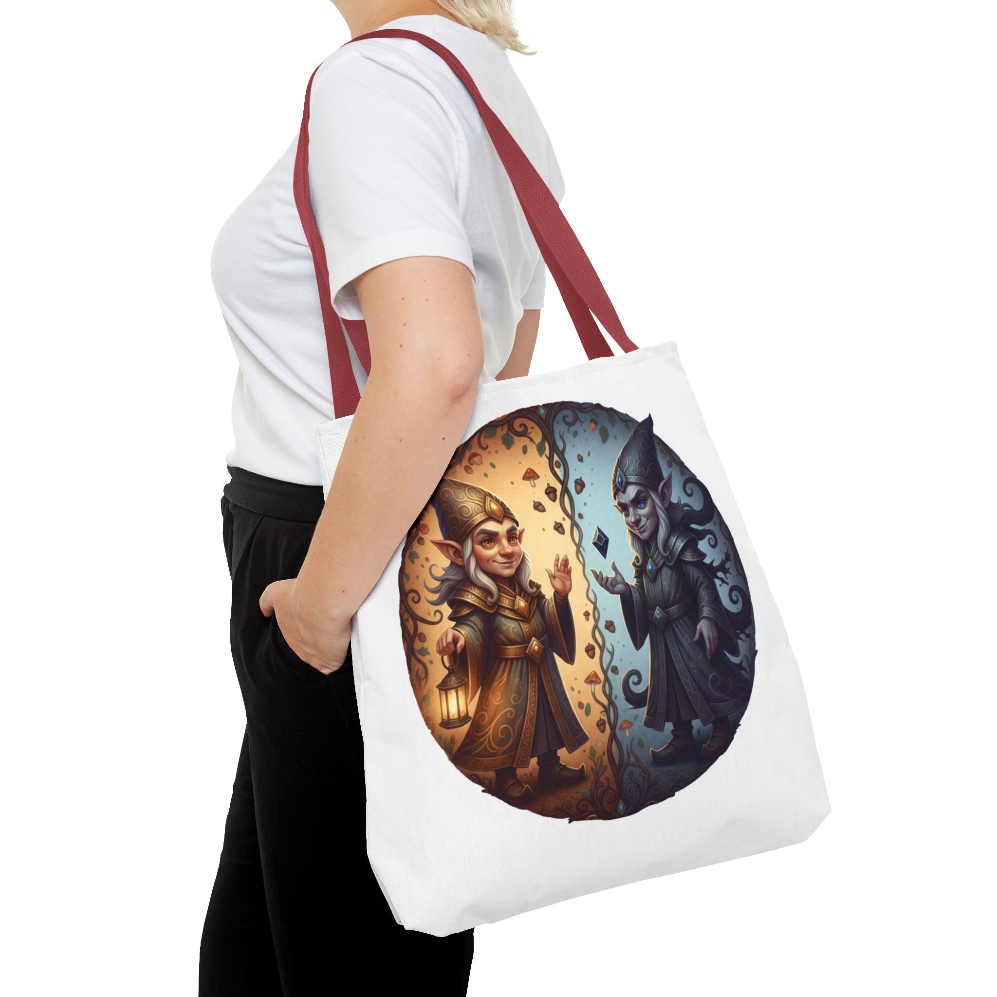 Gnome Duality Tote Bag — Day & Night Fantasy Illustration