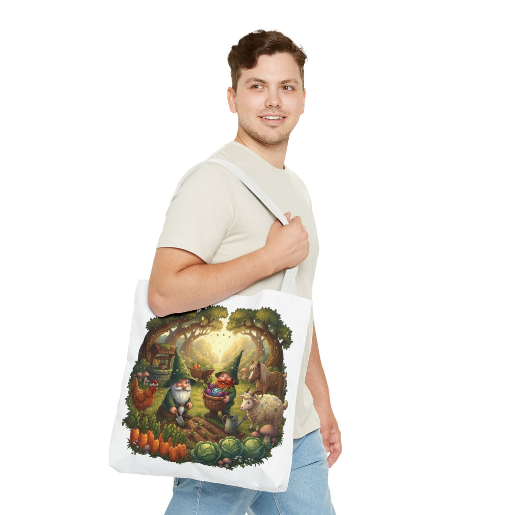 Gnome Garden Tote Bag — Whimsical Woodland Market Illustration