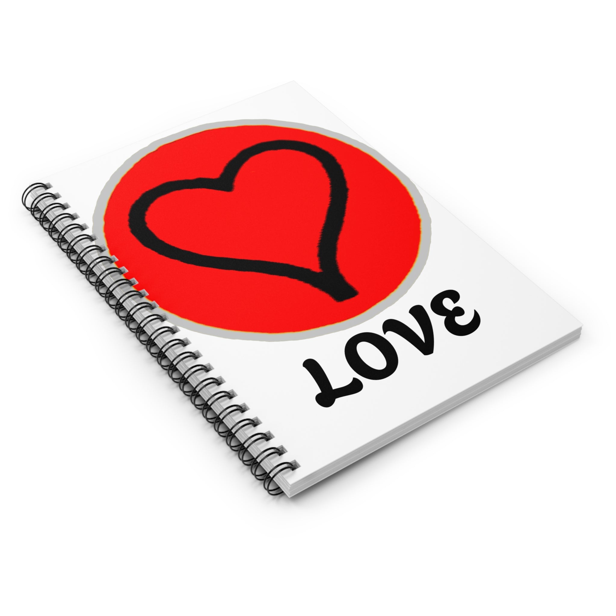 Love Heart Spiral Notebook — Red Heart Design Ruled Journal