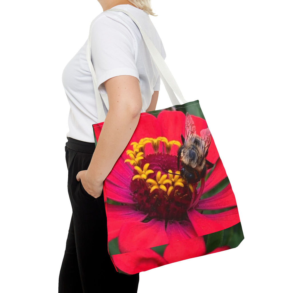Floral Bee Tote Bag — Red Zinnia Garden Shopper