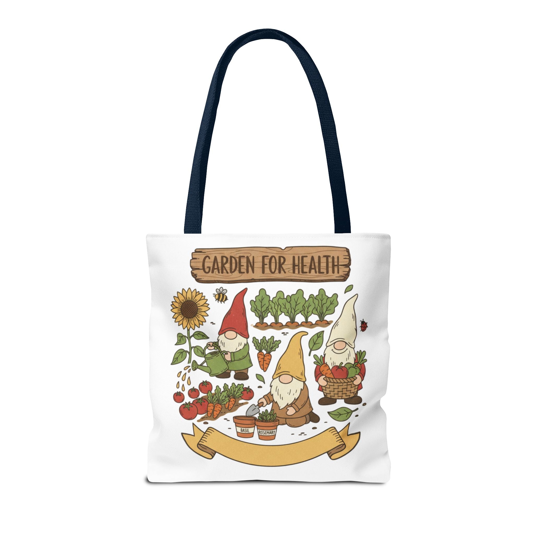 Garden Gnome Tote Bag - "Garden For Health" Cute Eco Shopper