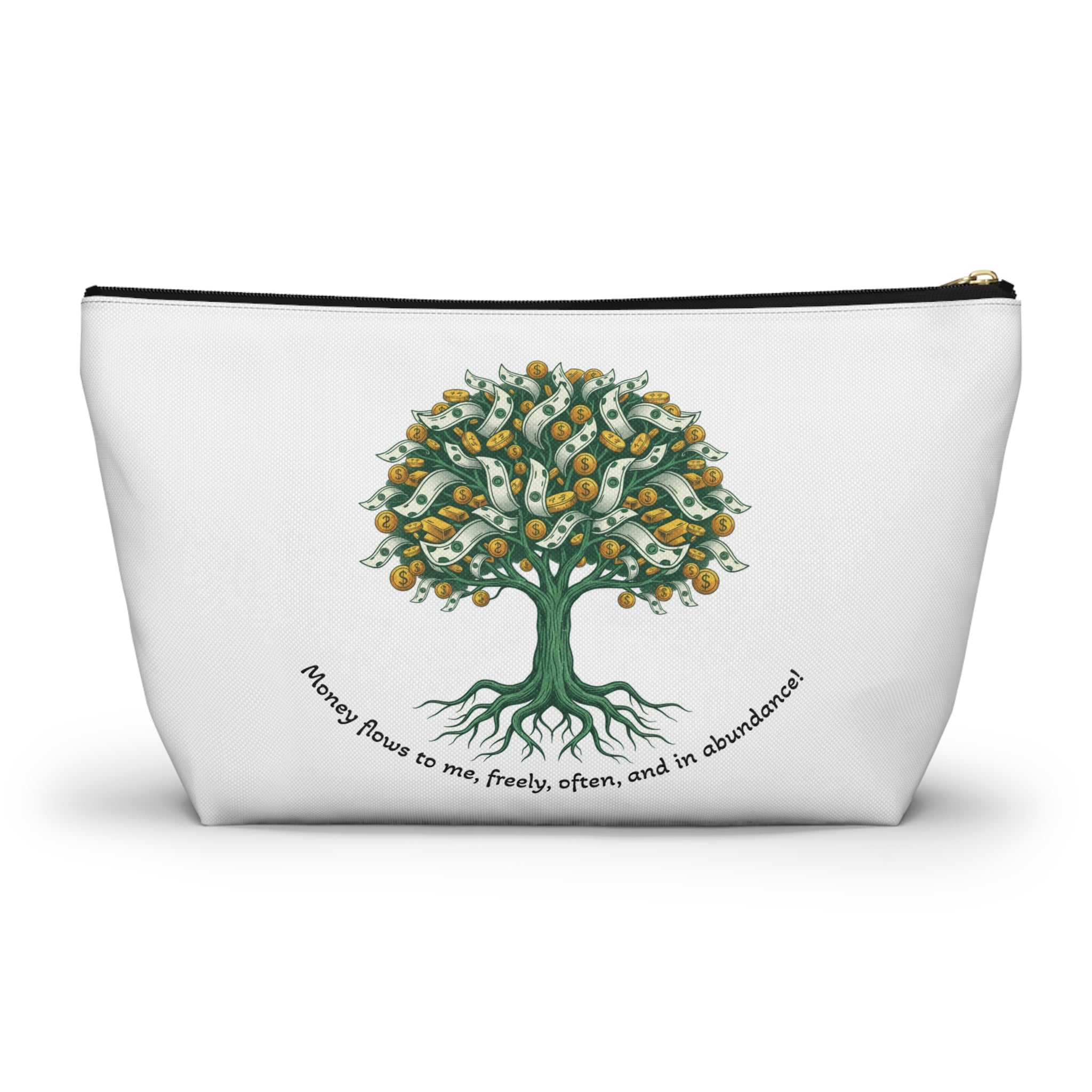 Money Tree Accessory Pouch — "Money Flows to Me, Freely, Often" Cosmetic Bag