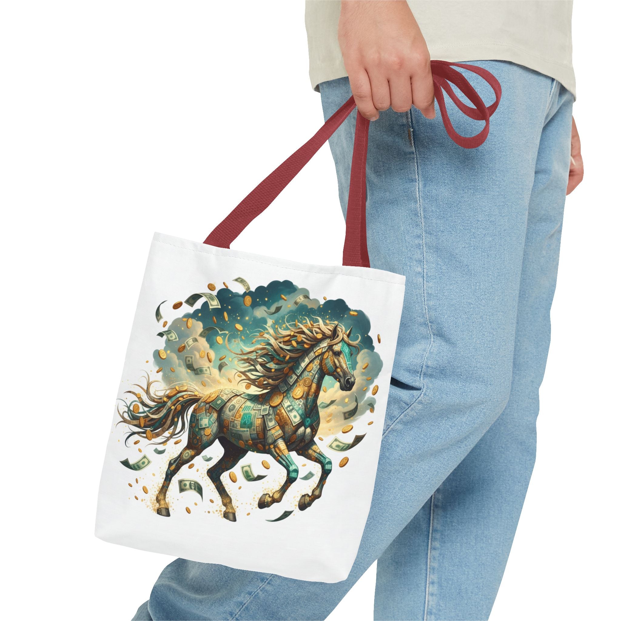 Running Horse Art Tote Bag — Boho Celestial Horse Print