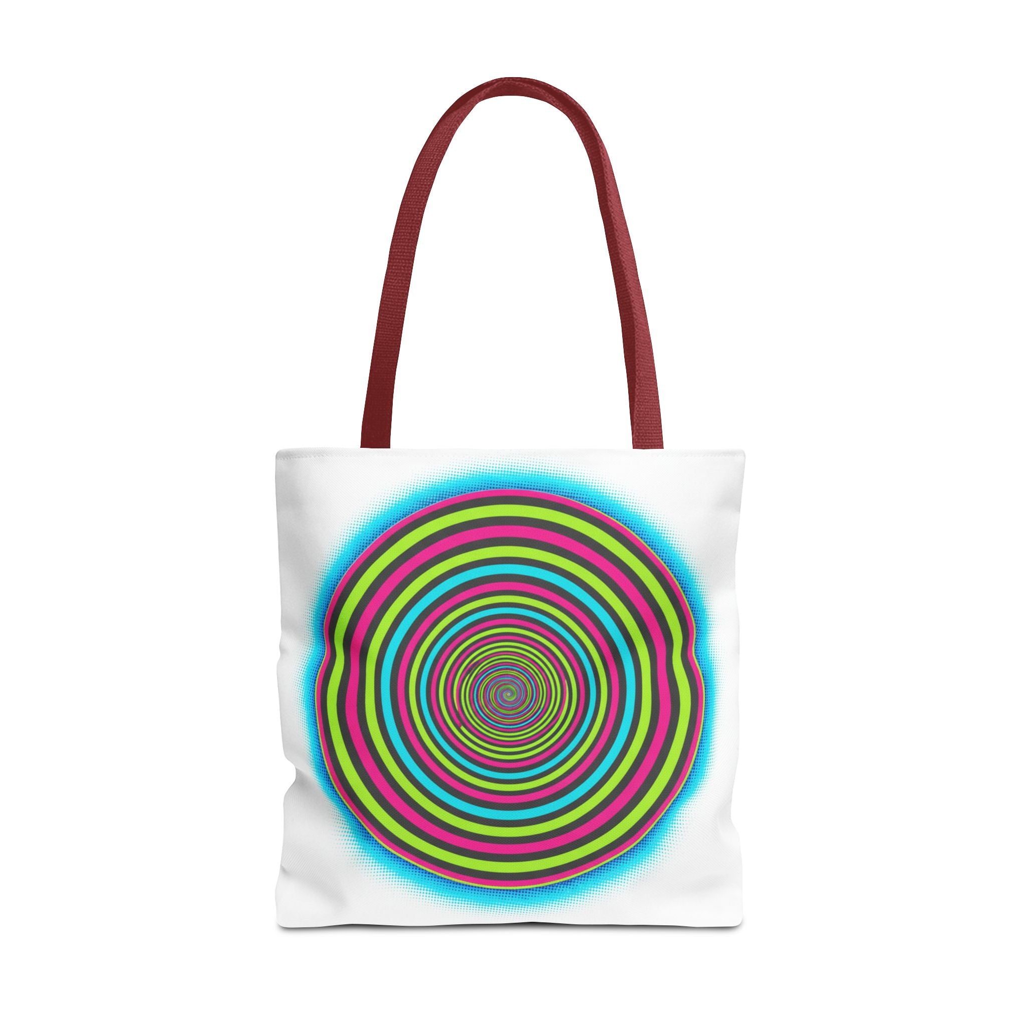 Psychedelic Spiral Tote Bag — Colorful Vortex All-Over Print Tote