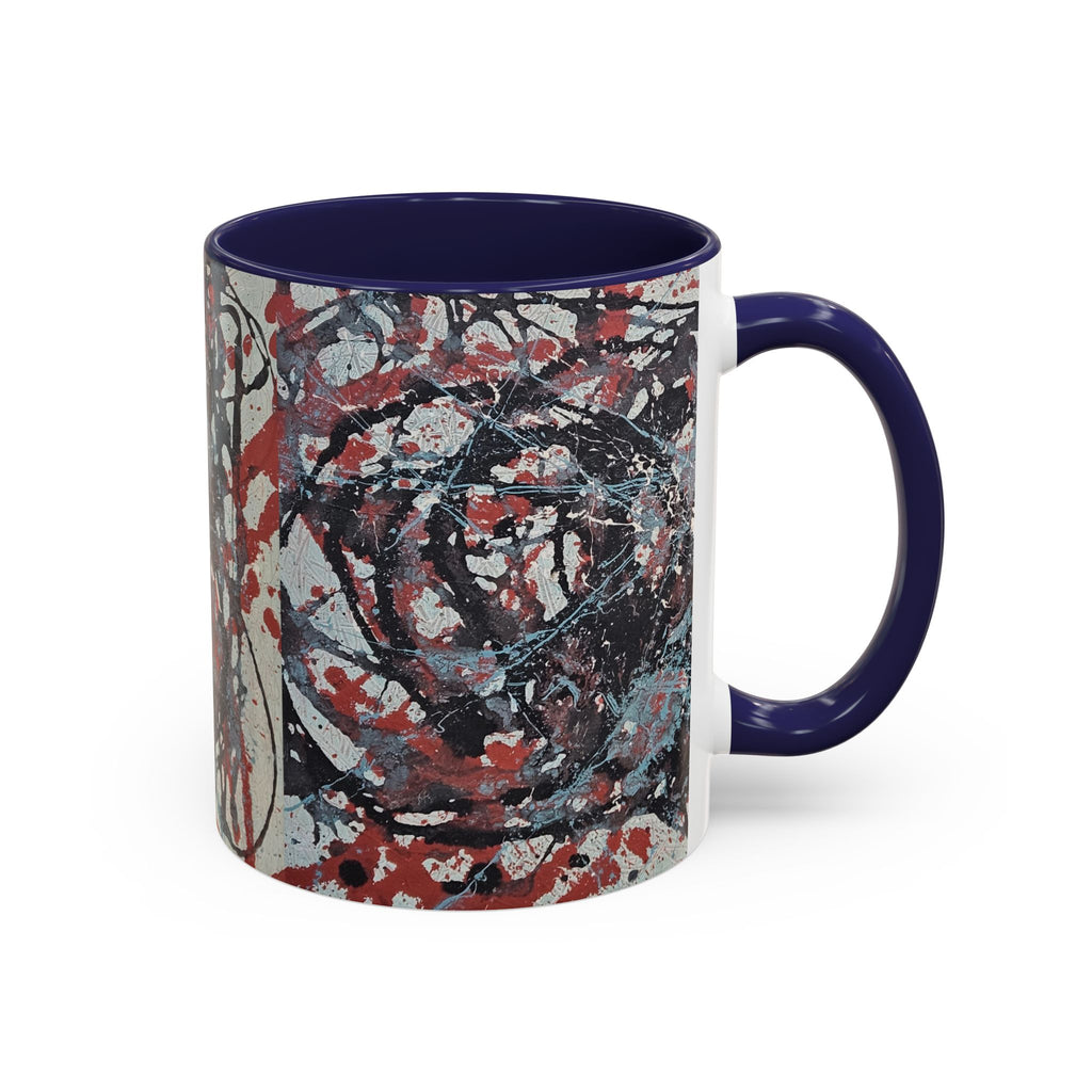 Abstract Splatter Accent Coffee Mug — Red, Black & White Artistic Design (11/15oz)