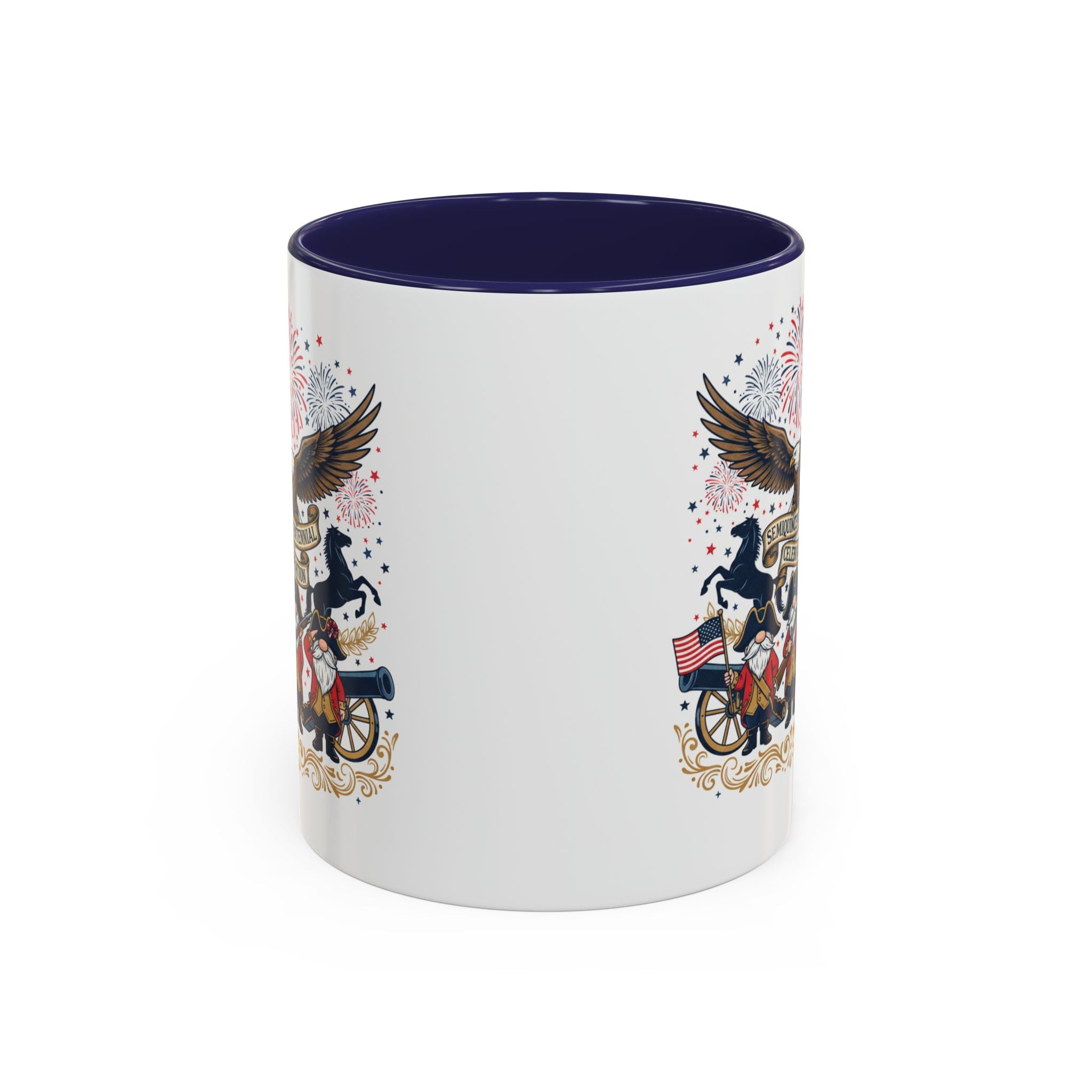 Patriotic Eagle & Revolutionary Soldiers Coffee Mug — Bicentennial Celebration Accent Mug