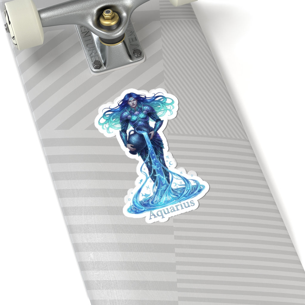 Aquarius Zodiac Kiss-Cut Sticker — Mystical Water-Bearer Laptop Decal