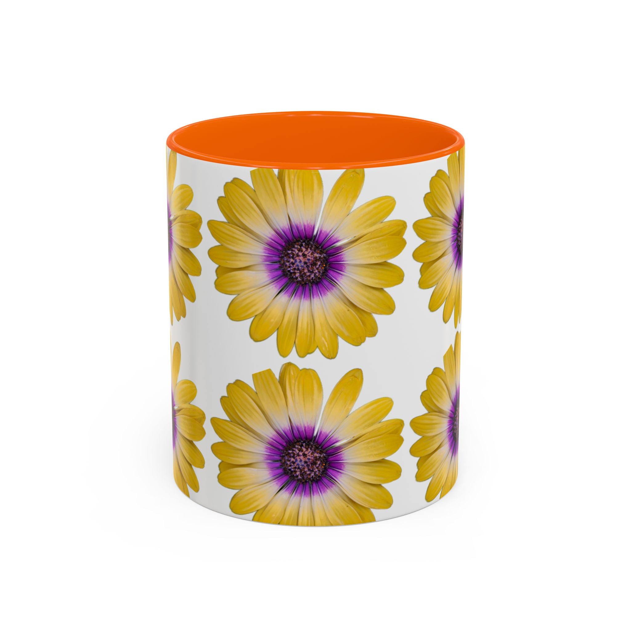 Yellow Purple Daisy Accent Coffee Mug – Floral Pattern 11/15oz