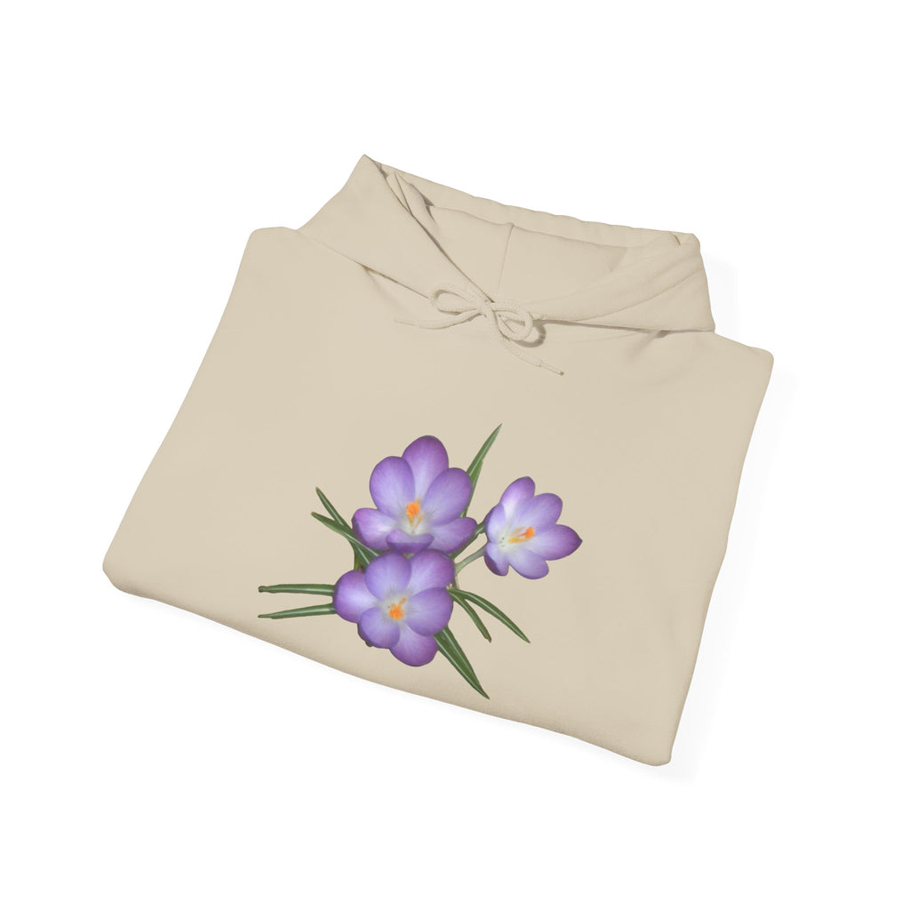 Purple Crocus Floral Hoodie — Spring Flower Graphic Sweatshirt