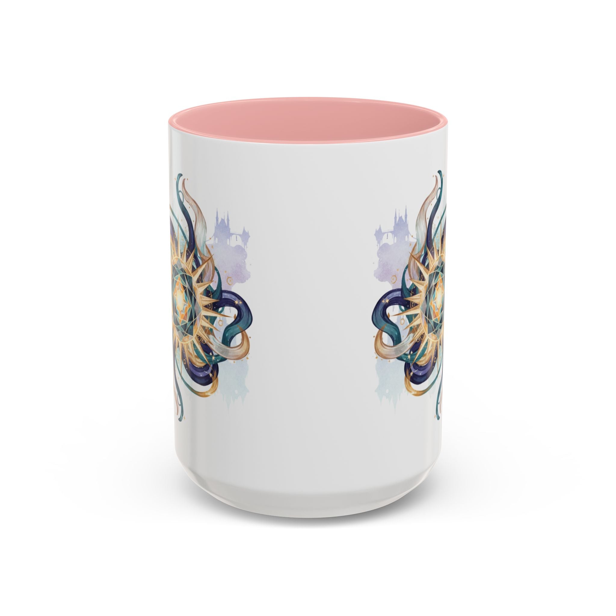 Celestial Nautilus Accent Coffee Mug — Ocean Sun Compass Art (11/15oz)