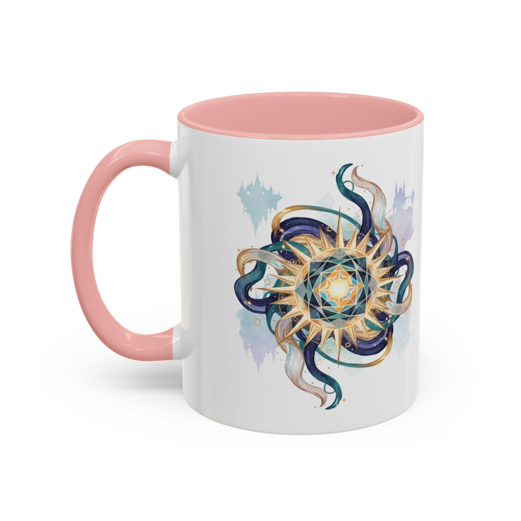 Celestial Nautilus Accent Coffee Mug — Ocean Sun Compass Art (11/15oz)