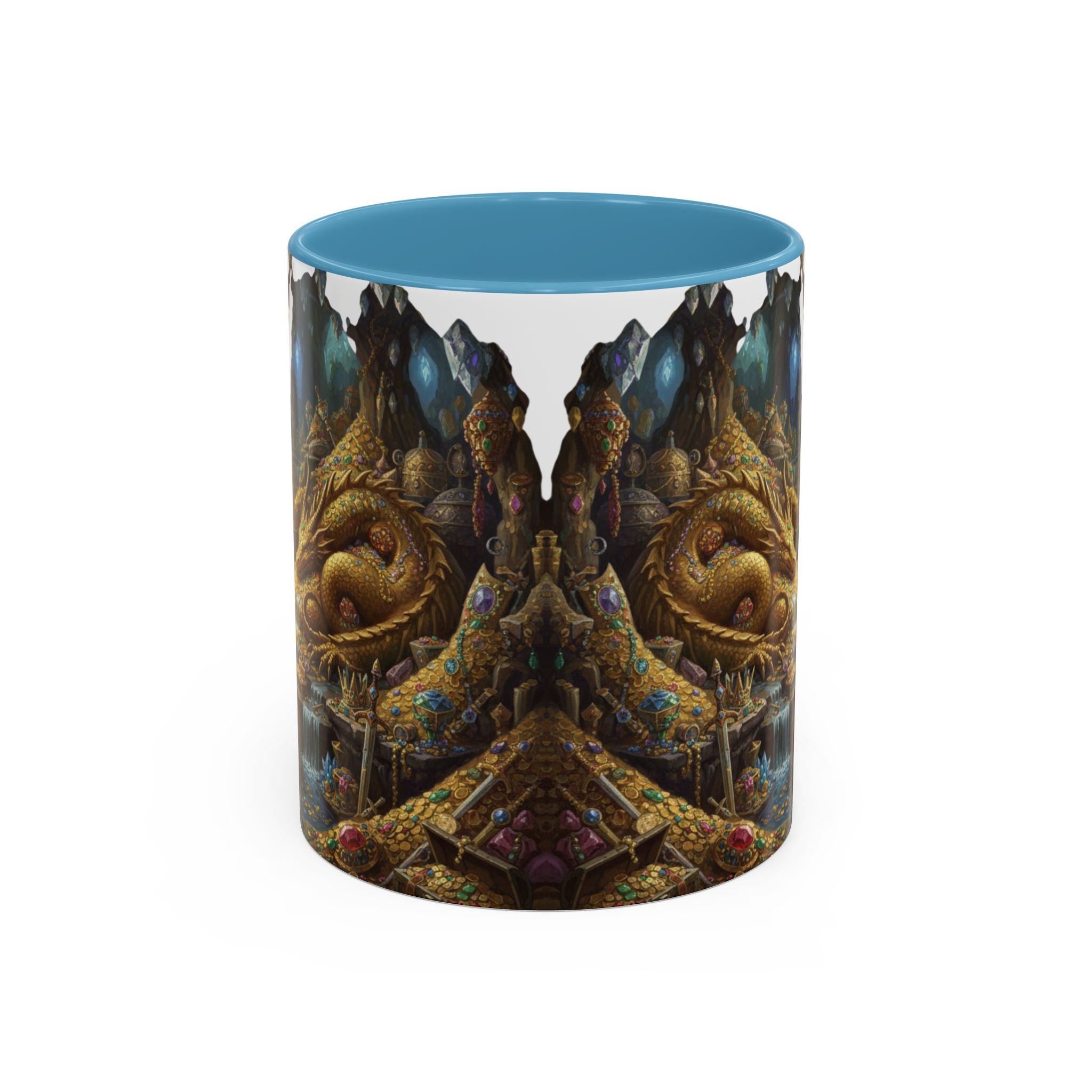 Dragon Hoard Accent Coffee Mug — Fantasy Treasure Landscape (11/15 oz)