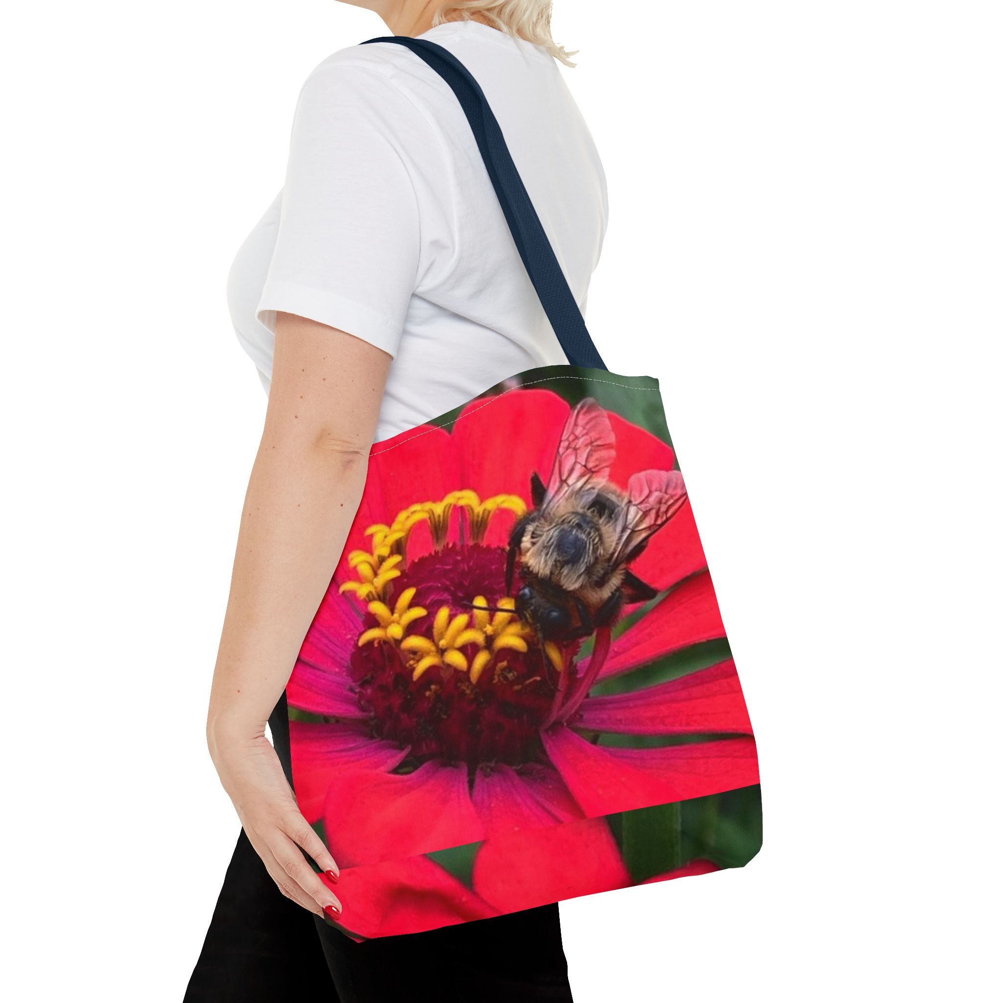 Floral Bee Tote Bag — Red Zinnia Garden Shopper