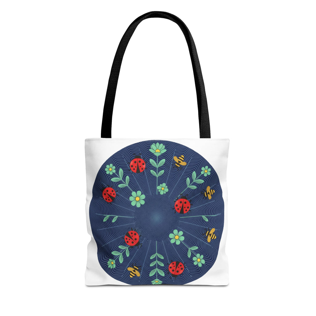 Ladybug Garden Tote Bag — Floral Circular Print AOP Tote