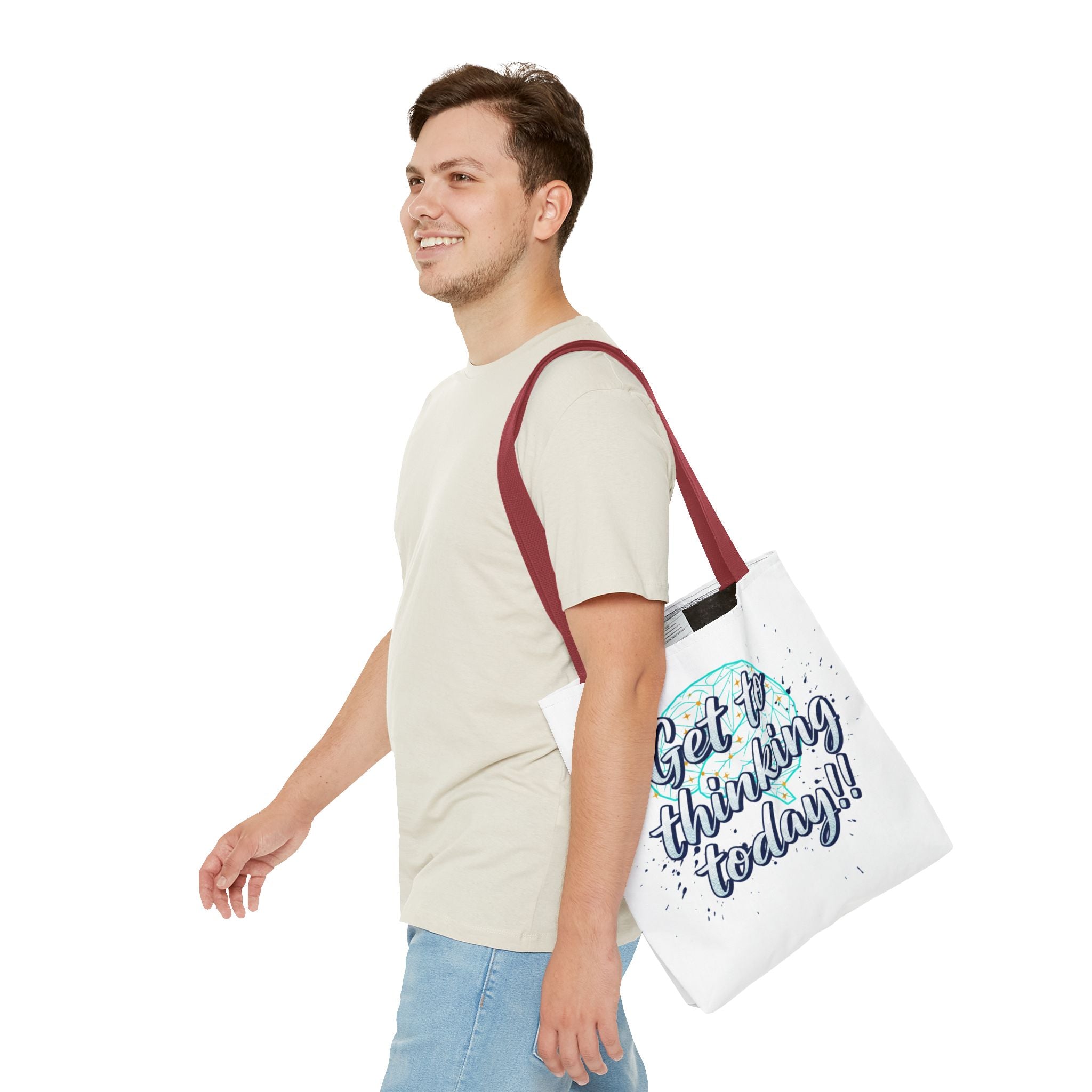 Get to Thinking Today!! Tote Bag — Motivational Canvas Tote for Students & Creatives