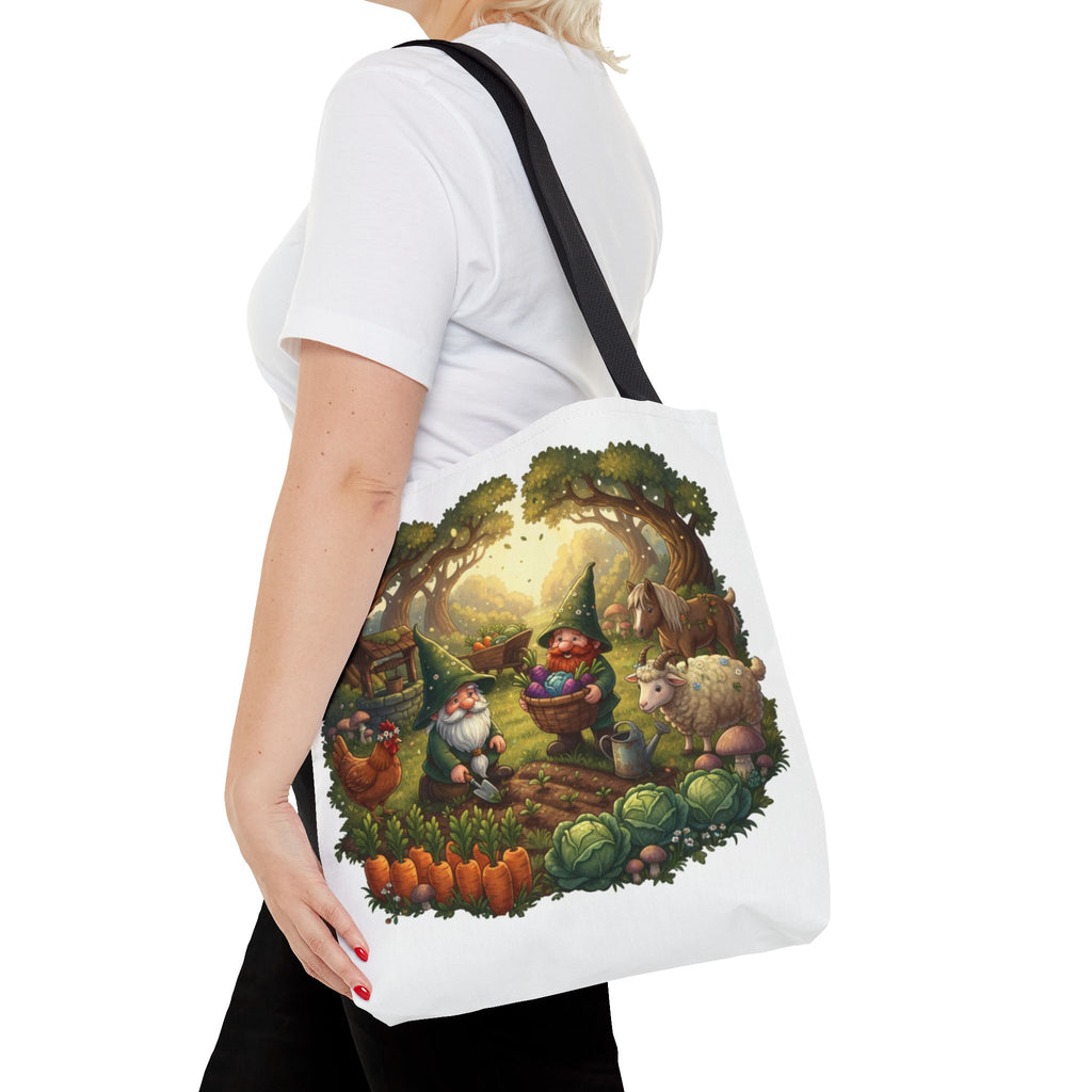 Gnome Garden Tote Bag — Whimsical Woodland Market Illustration