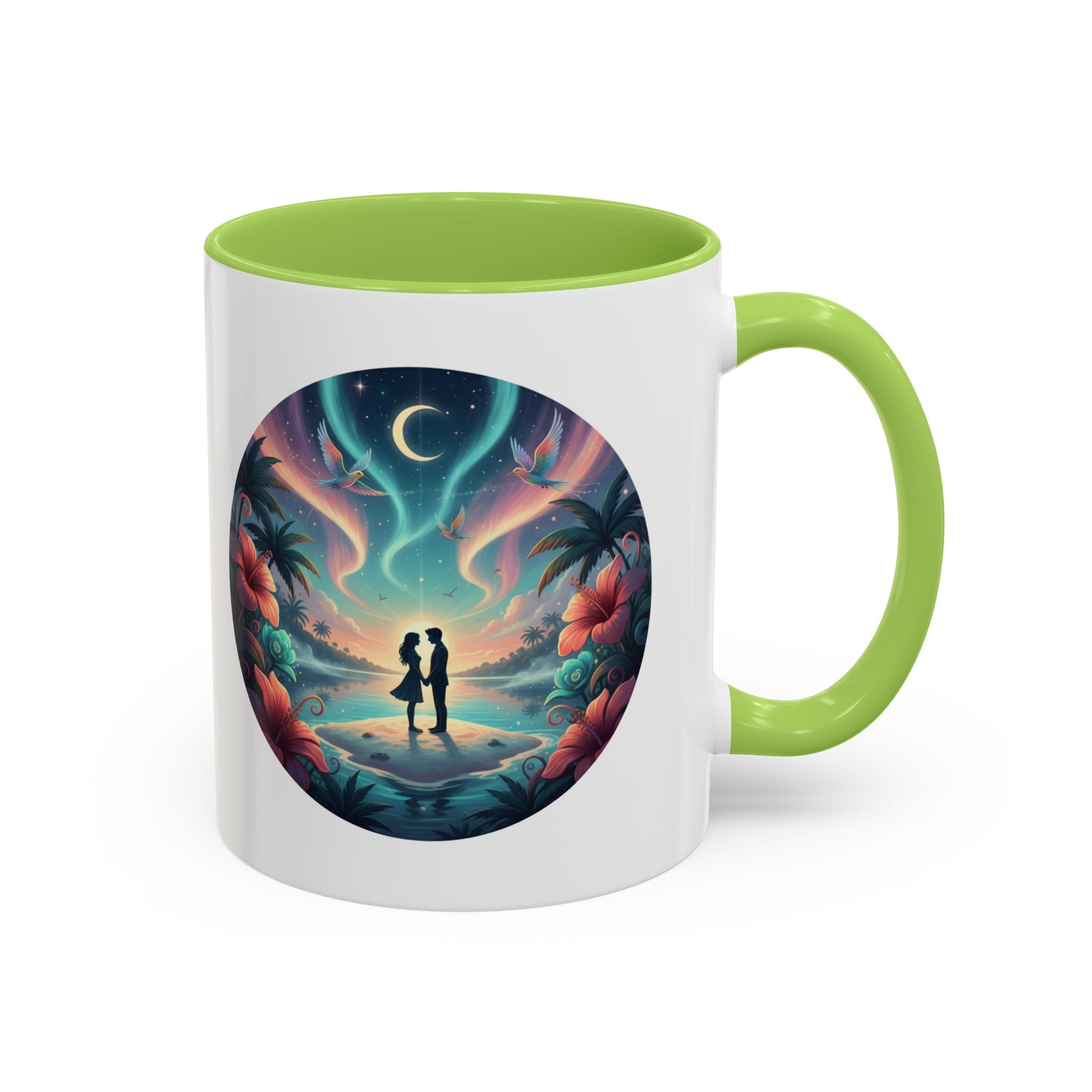 Tropical Sunset Coffee Mug — Romantic Beach Couple Accent Mug (11/15 oz)