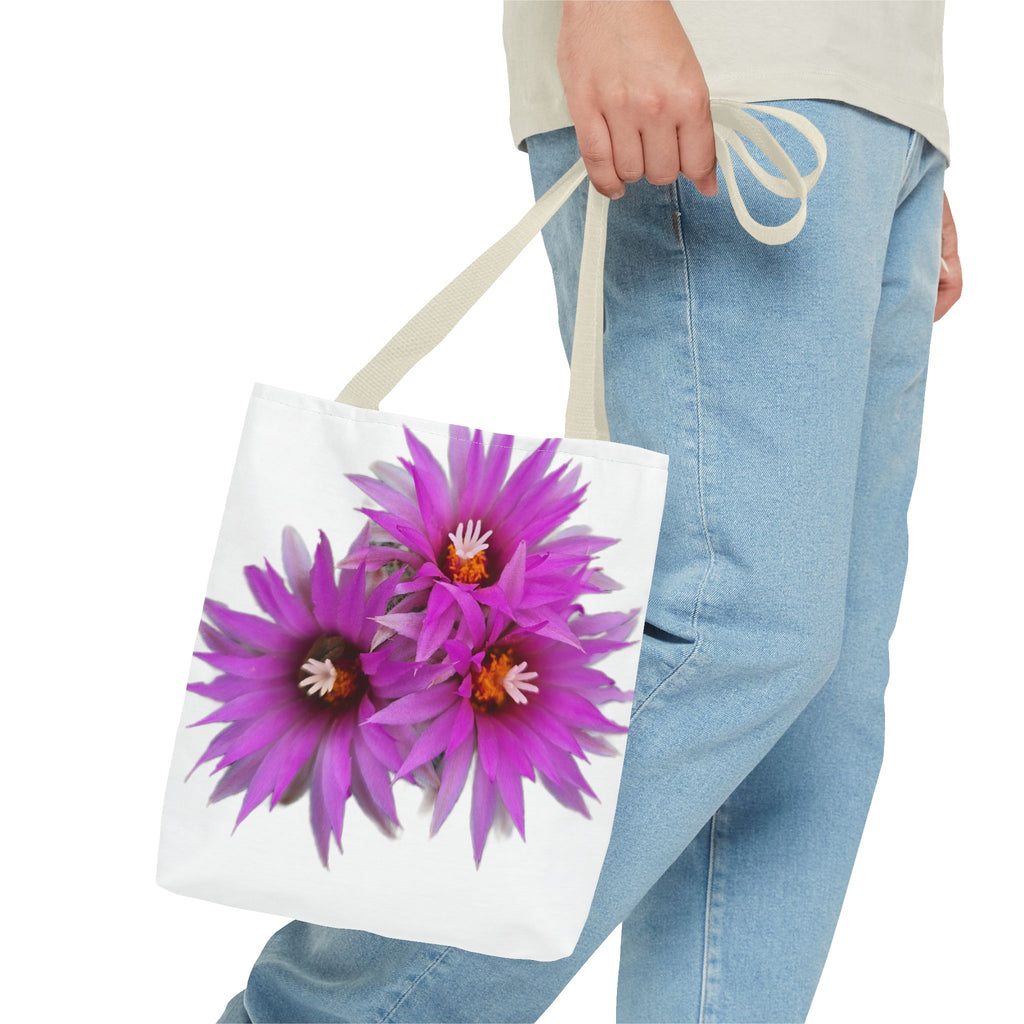 Pink Cactus Flower Tote Bag — Vibrant Desert Floral All-Over Print Tote