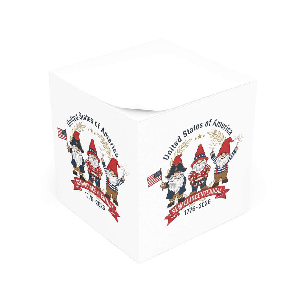 Semiquincentennial Gnome Note Cube — 1776–2026 Patriotic Memo Cube