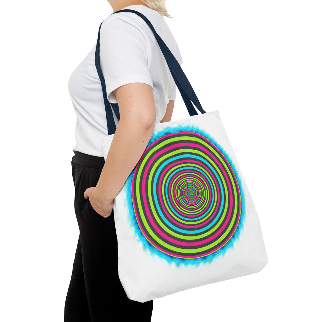 Psychedelic Spiral Tote Bag — Colorful Vortex All-Over Print Tote
