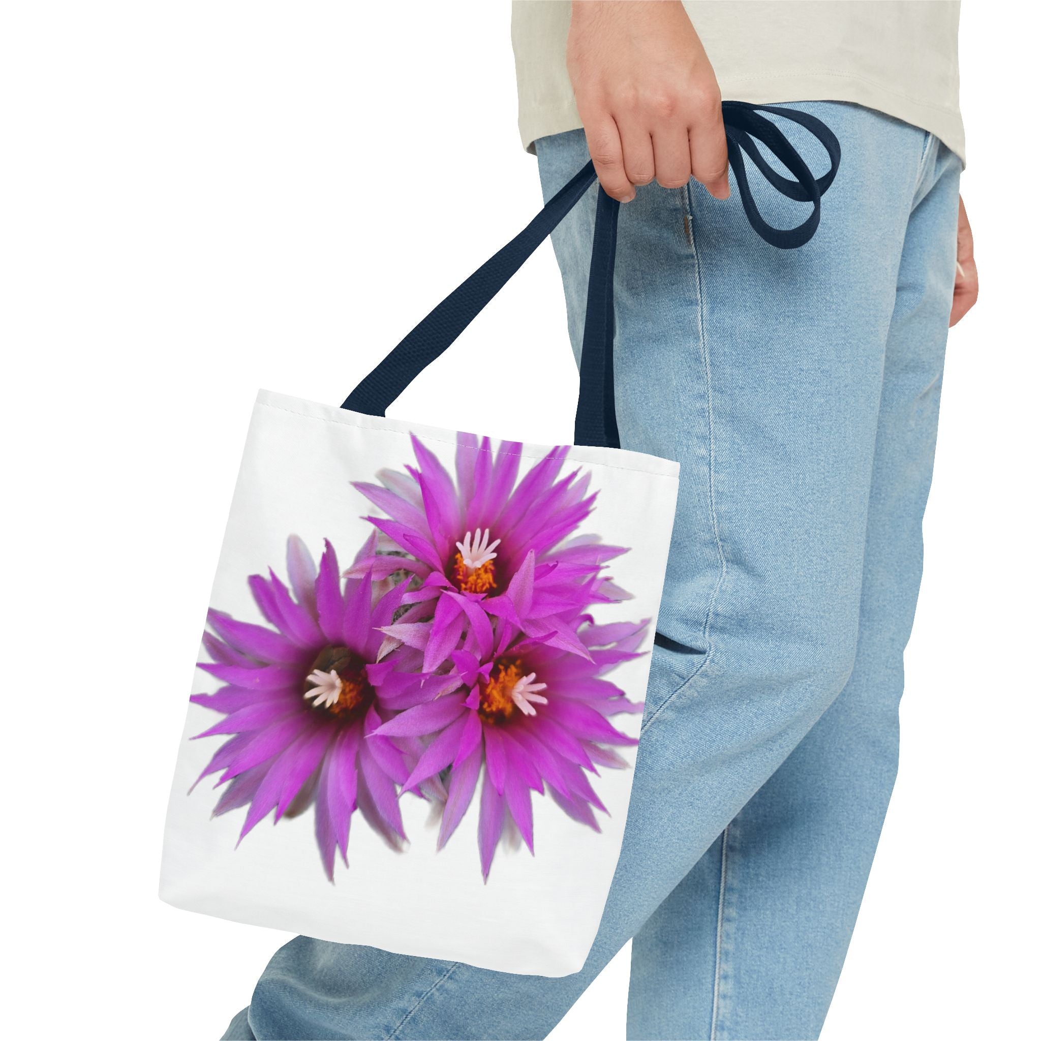 Pink Cactus Flower Tote Bag — Vibrant Desert Floral All-Over Print Tote