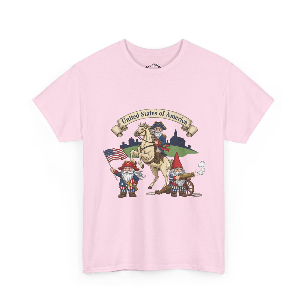 Patriotic Gnome & Horse Tee — "United States of America" Graphic T-Shirt