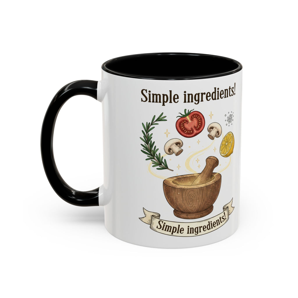 Simple Ingredients Coffee Mug — Cute Kitchen Mortar & Herbs Ceramic Accent Mug
