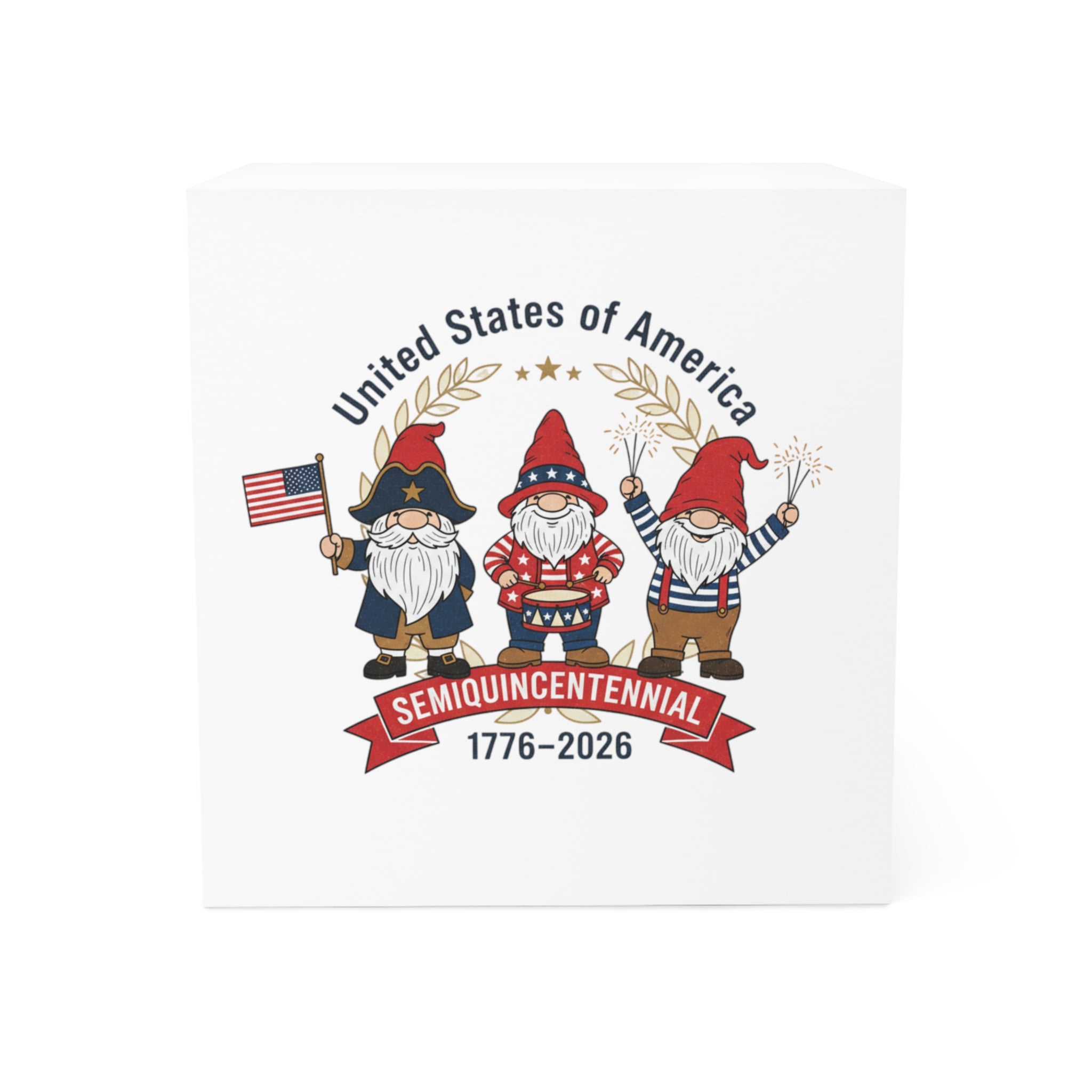Semiquincentennial Gnome Note Cube — 1776–2026 Patriotic Memo Cube