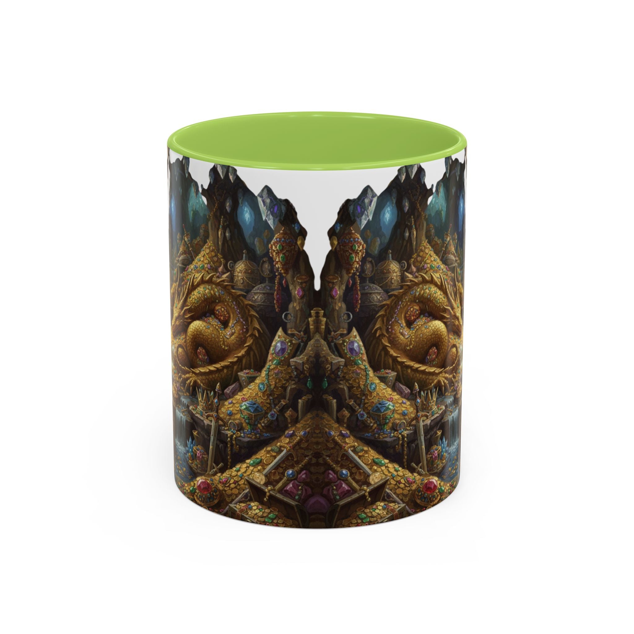 Dragon Hoard Accent Coffee Mug — Fantasy Treasure Landscape (11/15 oz)