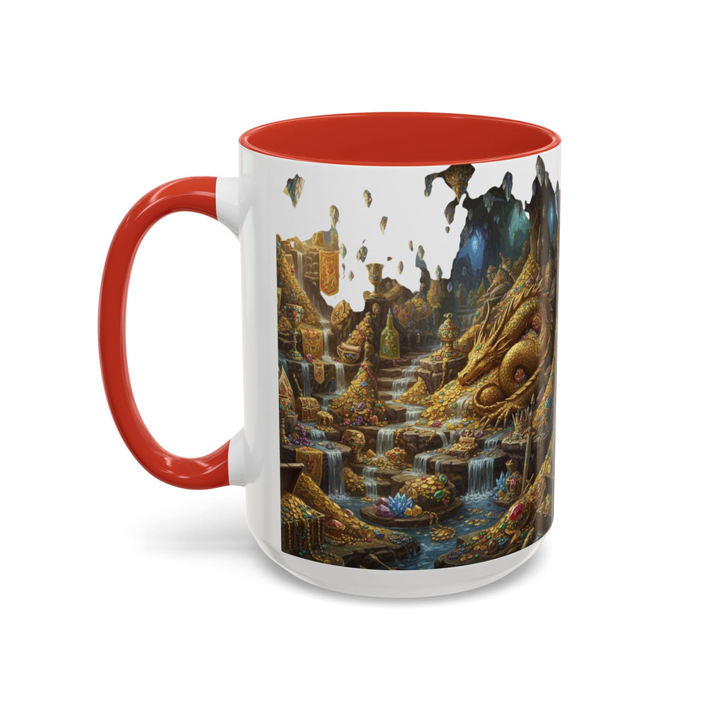 Dragon Hoard Accent Coffee Mug — Fantasy Treasure Landscape (11/15 oz)